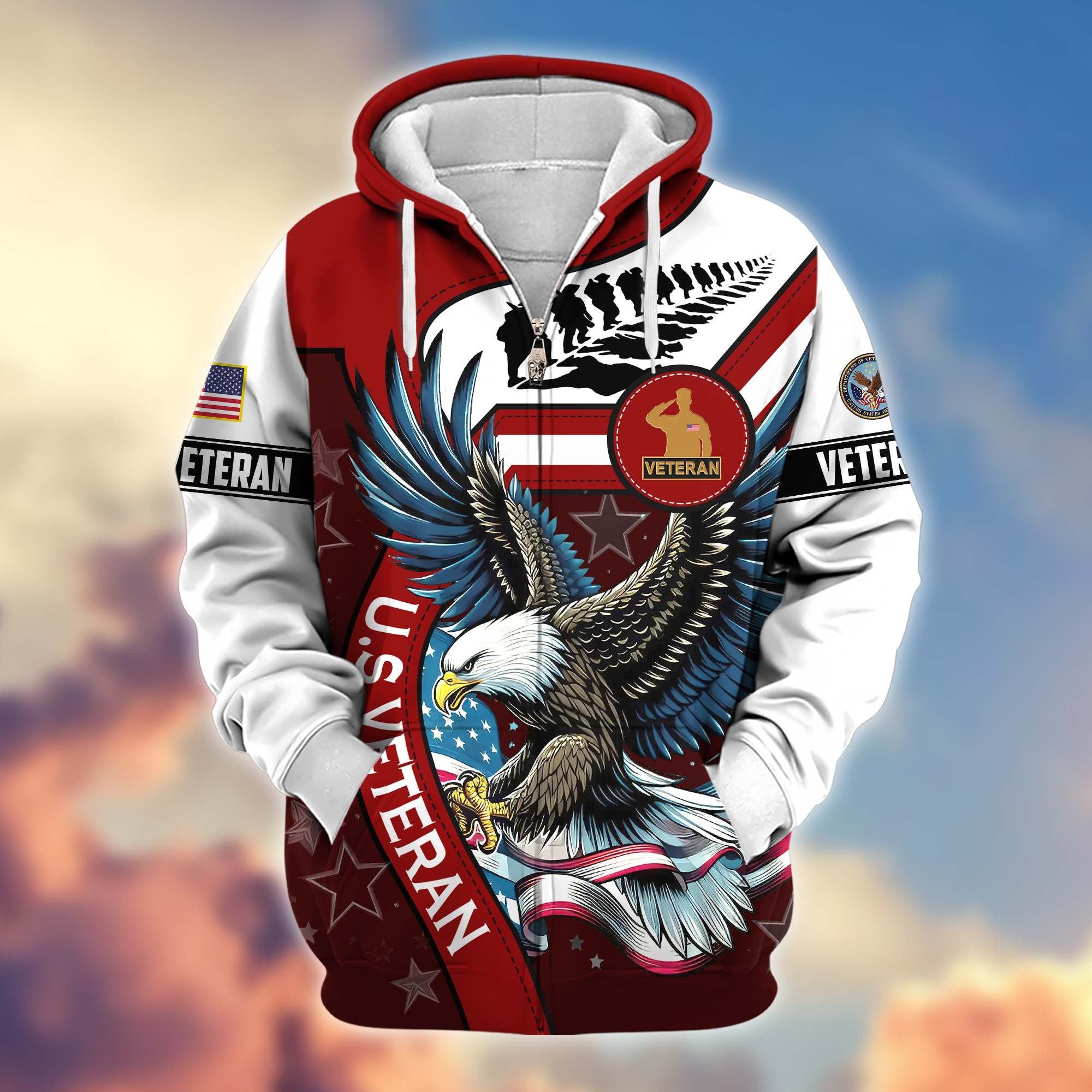 Premium Honoring All Who Served US Veterans Zip Hoodie APHN251212, Gifts For US Veterans