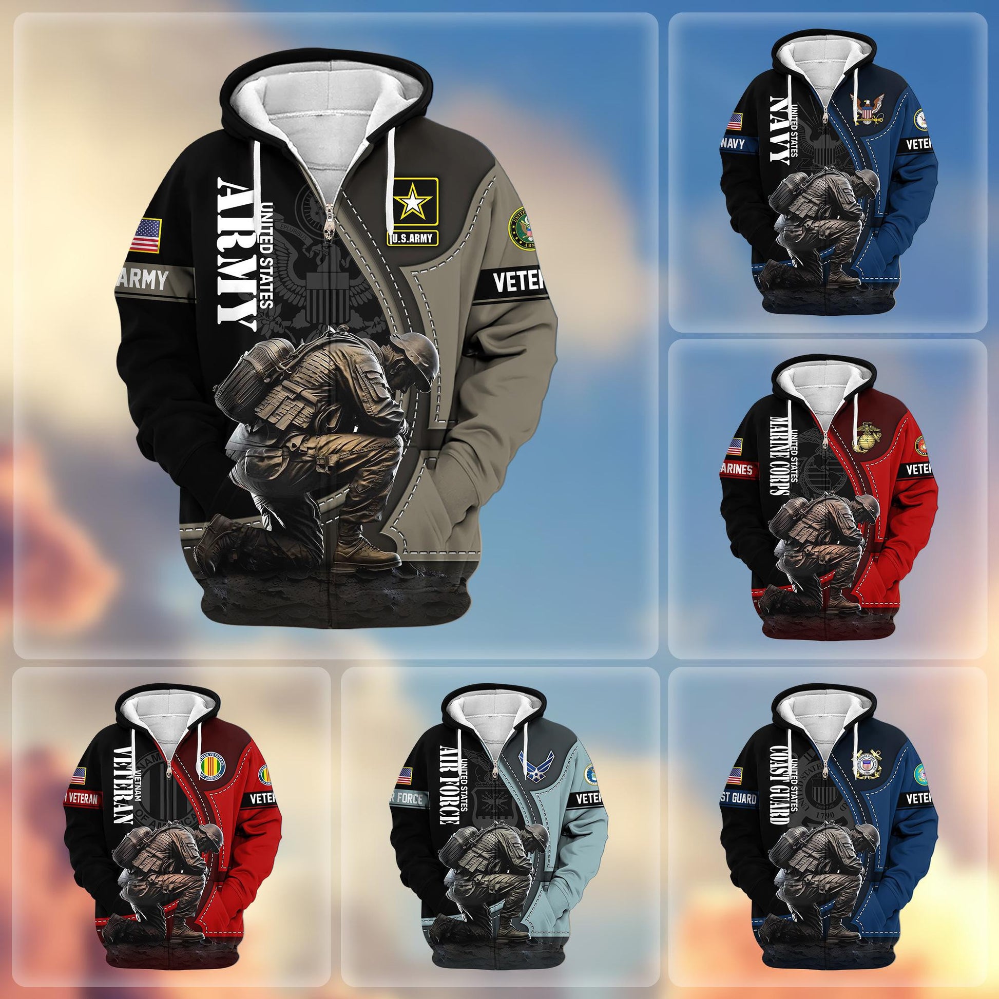 Premium US Veterans Zip Hoodie APHN251211, Gifts For US Veterans