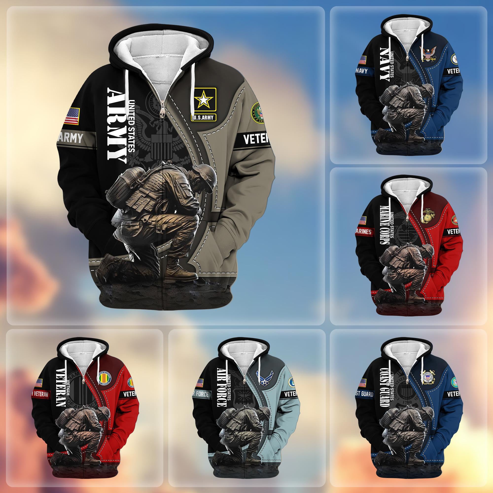 Premium US Veterans Zip Hoodie APHN251211, Gifts For US Veterans