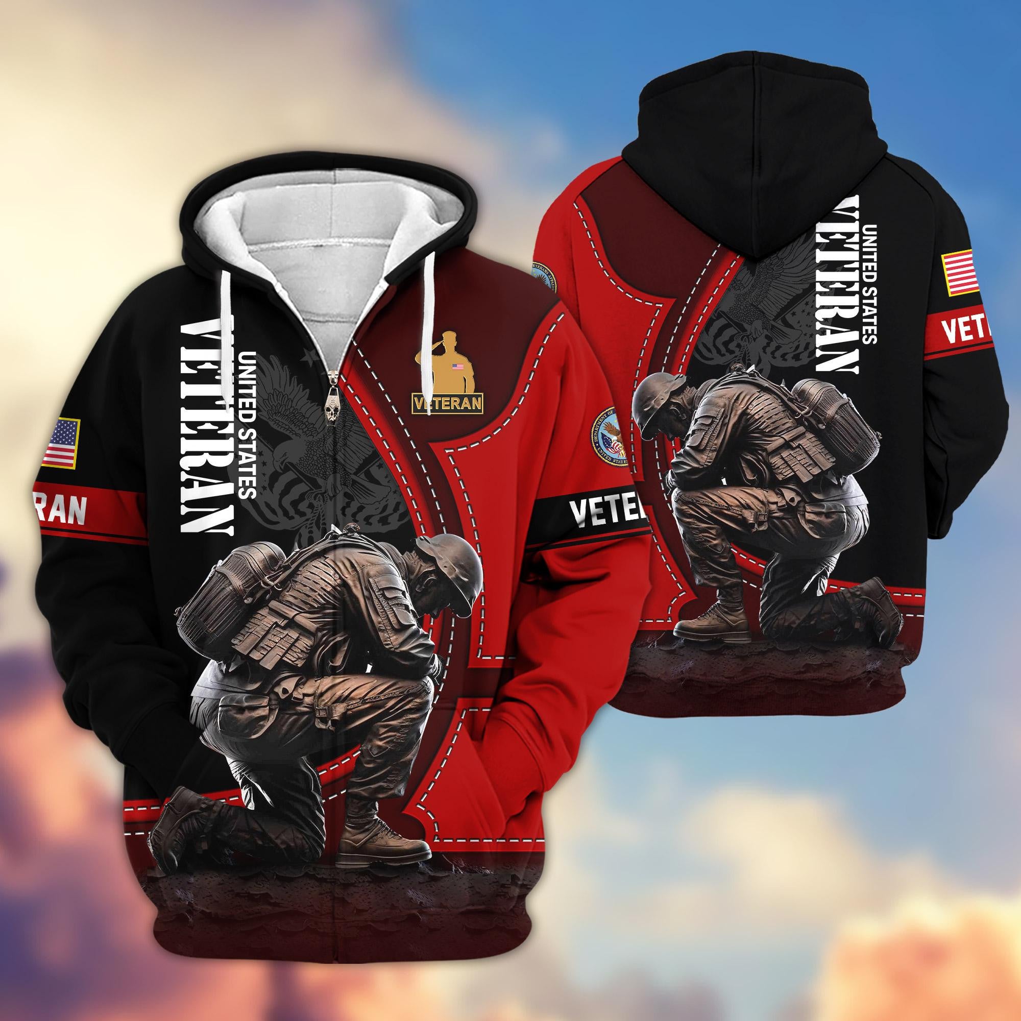 Premium US Veterans Zip Hoodie APHN251211, Gifts For US Veterans