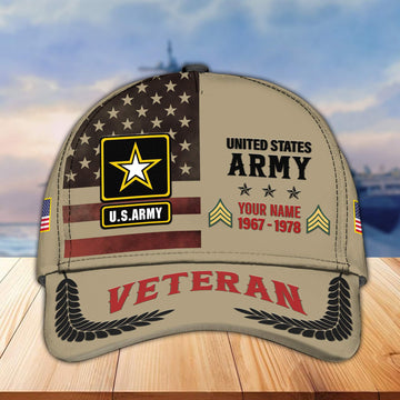 Premium US Army Veteran Custom Cap VPVC005301, Gifts For Army Veteran, Best Gifts On Father's Day, Armed Force Day, Independence Day, Veterans Day.