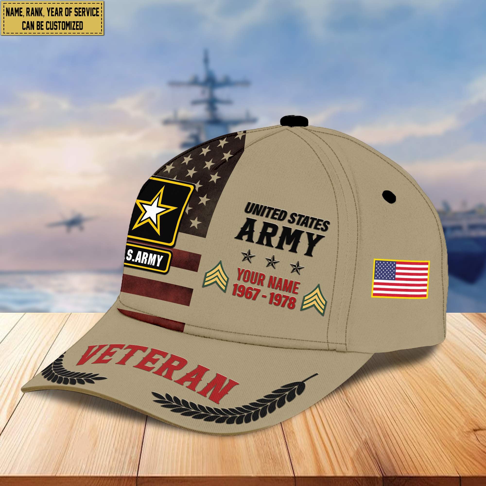 Premium US Army Veteran Custom Cap VPVC005301, Gifts For Army Veteran, Best Gifts On Father's Day, Armed Force Day, Independence Day, Veterans Day.