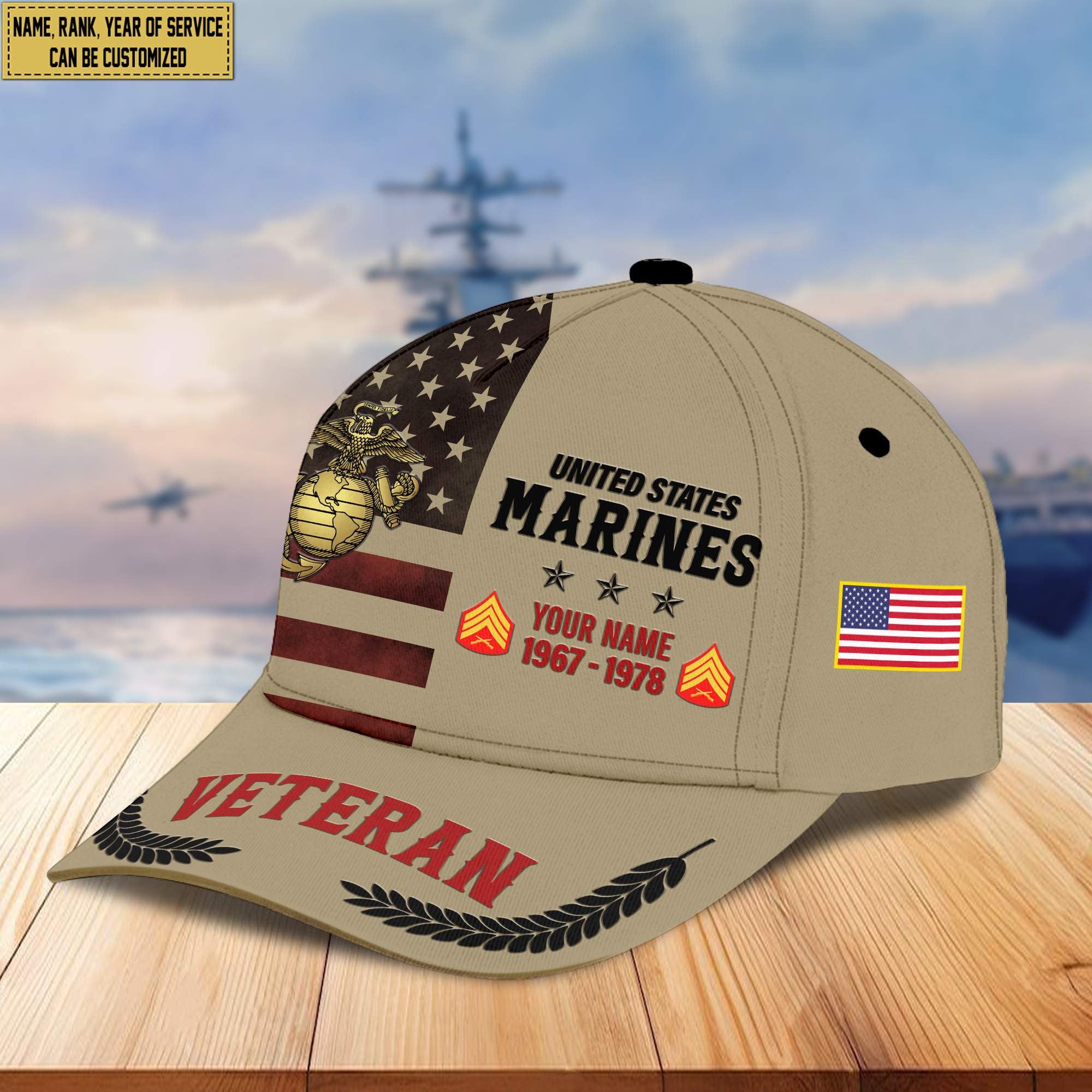 Premium USMC Veteran Custom Cap VPVC005303, Gifts For Marine Veteran, Best Gifts On Father's Day, Armed Force Day, Independence Day, Veterans Day.