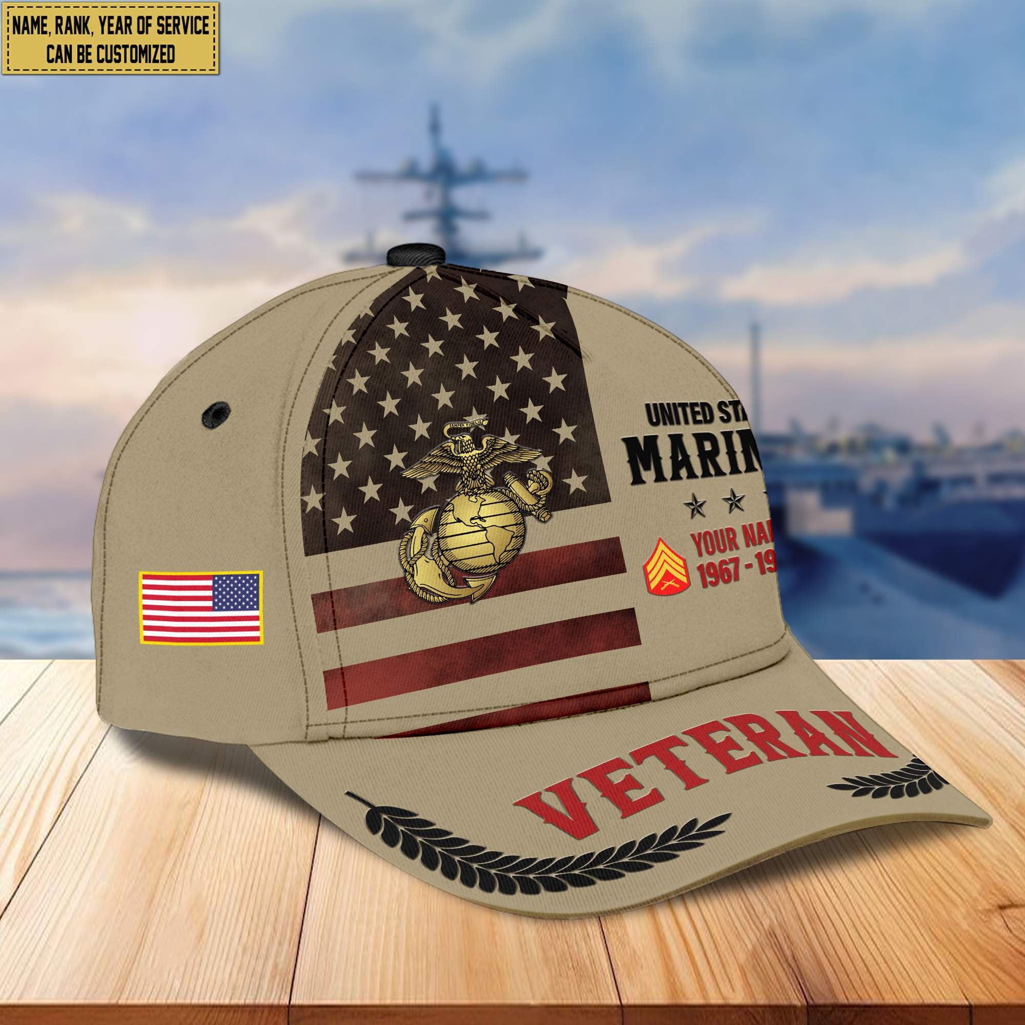 Premium USMC Veteran Custom Cap VPVC005303, Gifts For Marine Veteran, Best Gifts On Father's Day, Armed Force Day, Independence Day, Veterans Day.