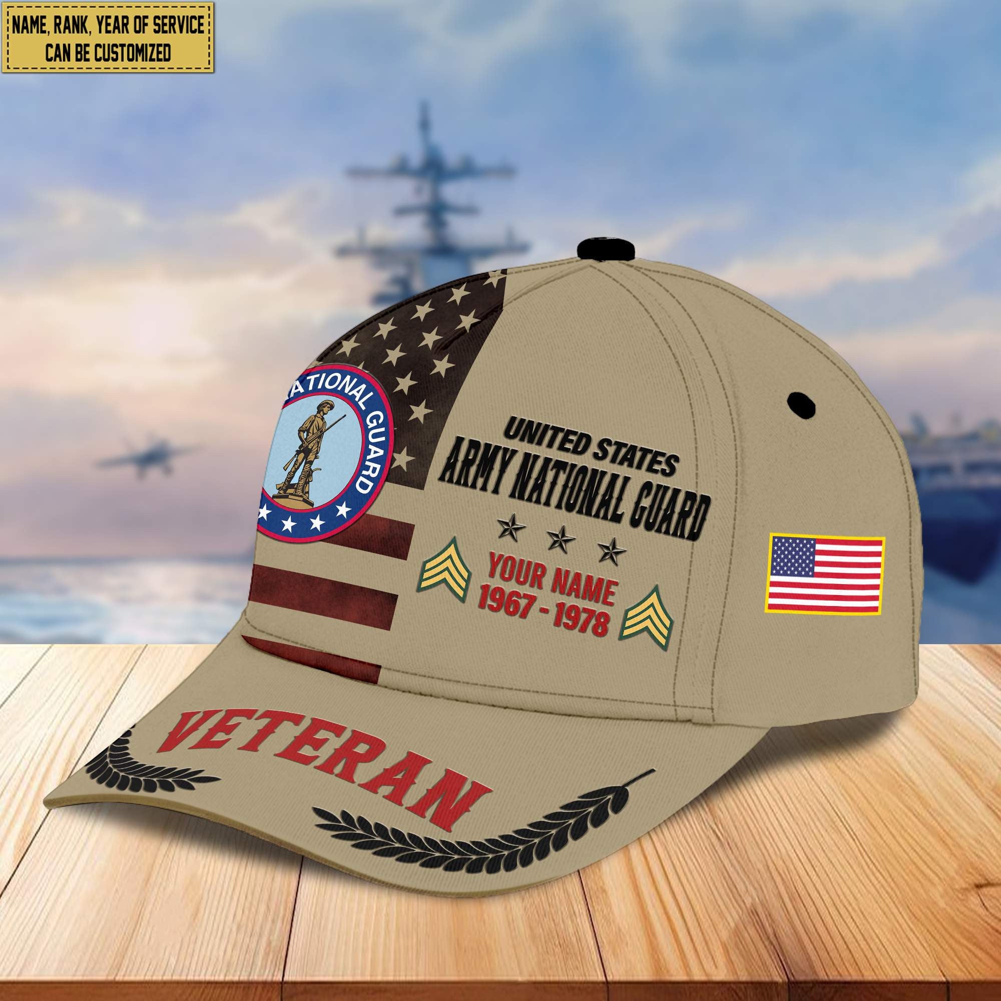 Premium Army National Guard Veteran Custom Cap VPVC005308, Gifts For Army National Guard Veteran, Best Gifts On Father's Day, Armed Force Day, Independence Day, Veterans Day.