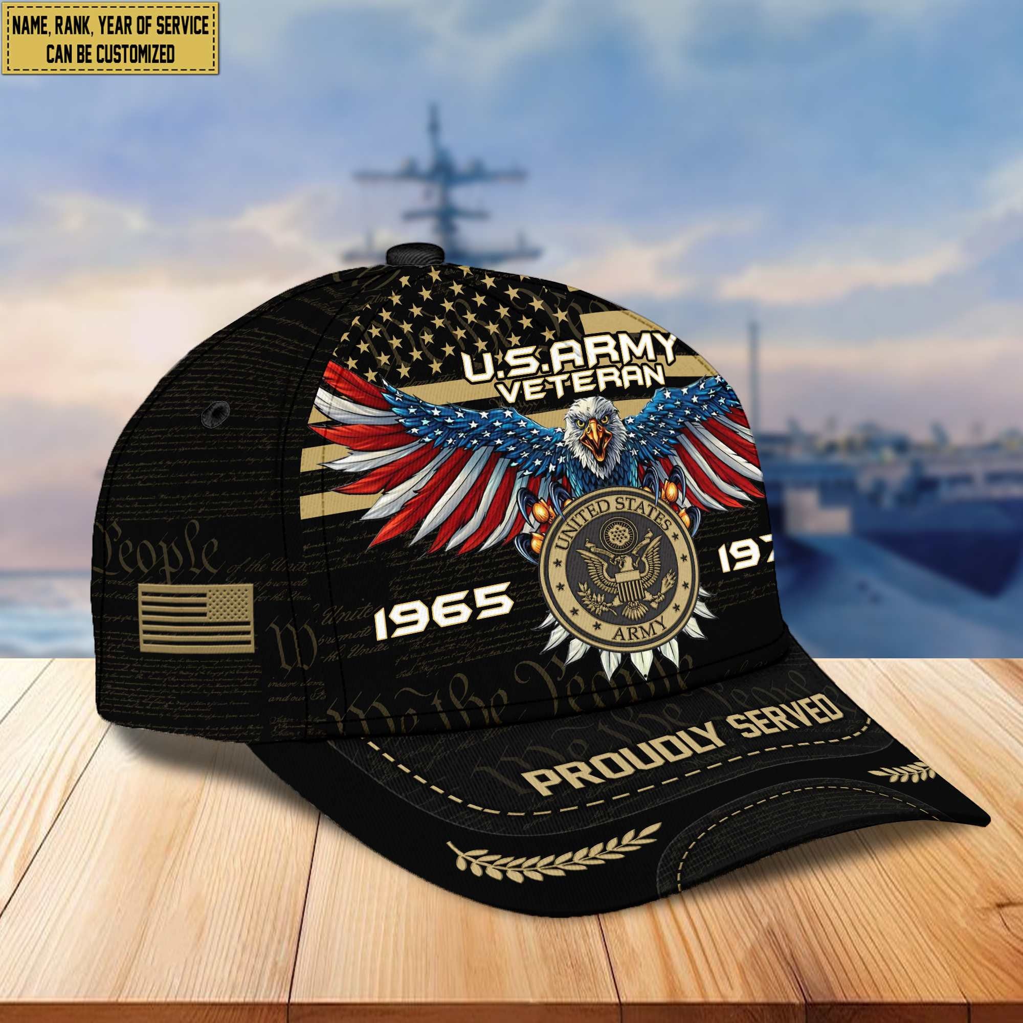 Premium US Army Veteran Custom Cap VPVC005401, Gifts For Army Veteran, Best Gifts On Father's Day, Armed Force Day, Independence Day, Veterans Day.