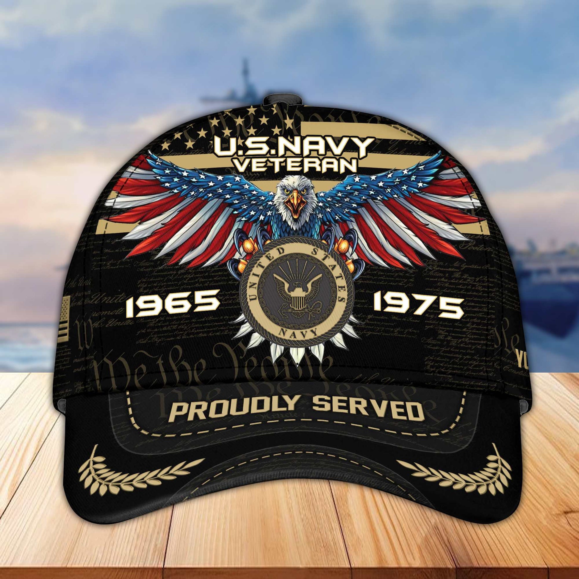 Premium US Navy Veteran Custom Cap VPVC005402, Gifts For Navy Veteran, Best Gifts On Father's Day, Armed Force Day, Independence Day, Veterans Day.
