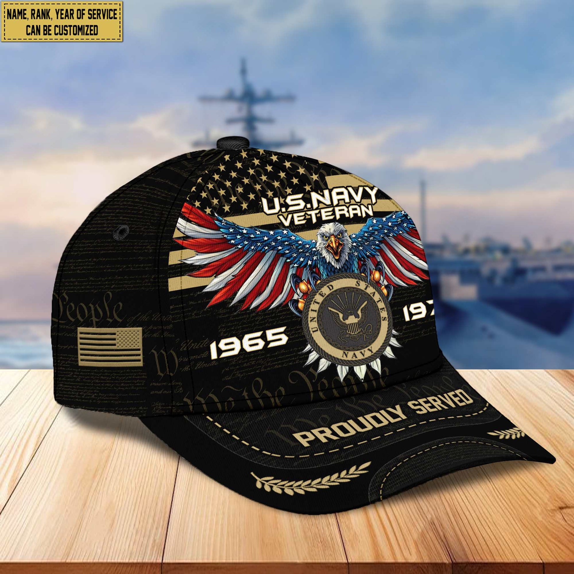 Premium US Navy Veteran Custom Cap VPVC005402, Gifts For Navy Veteran, Best Gifts On Father's Day, Armed Force Day, Independence Day, Veterans Day.