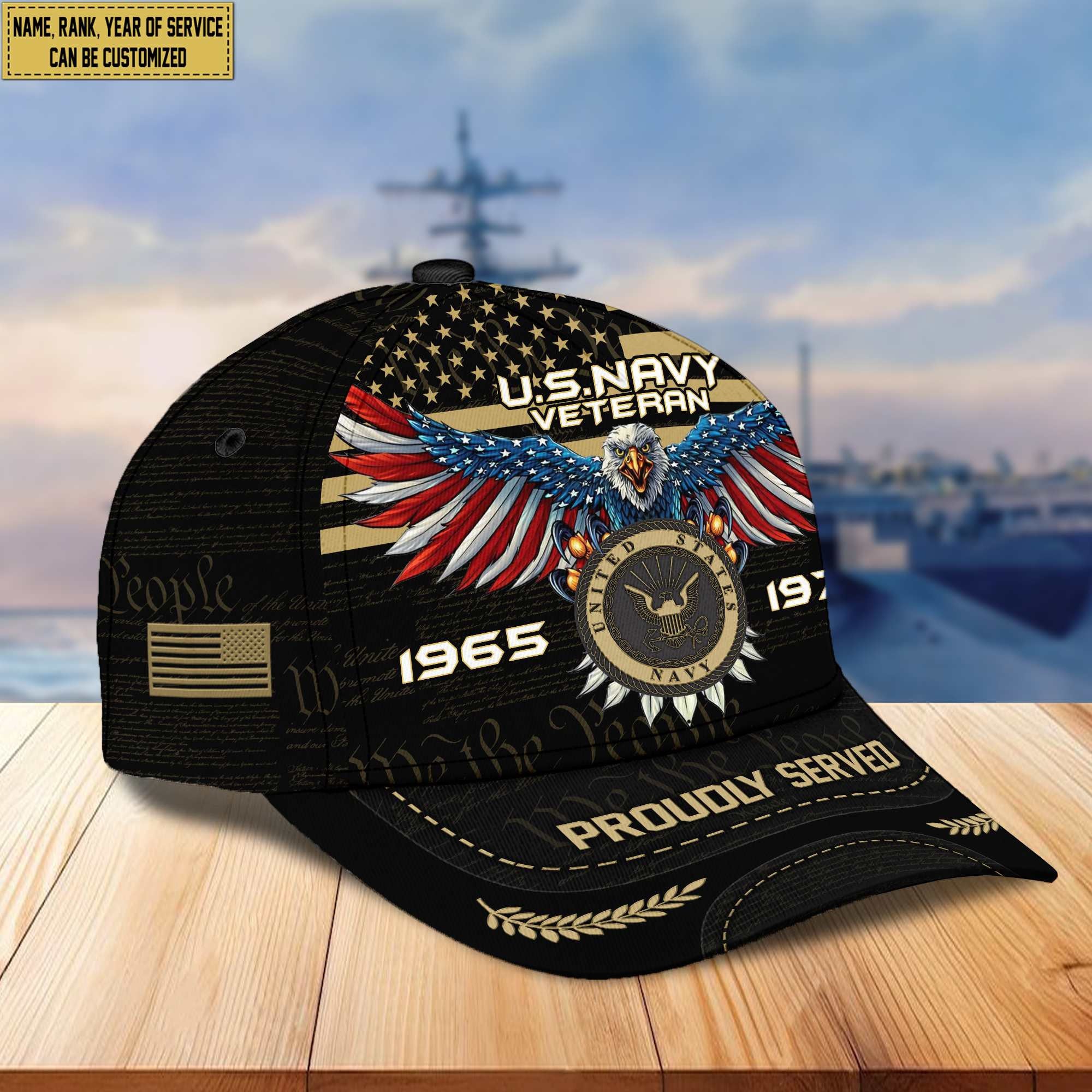 Premium US Navy Veteran Custom Cap VPVC005402, Gifts For Navy Veteran, Best Gifts On Father's Day, Armed Force Day, Independence Day, Veterans Day.