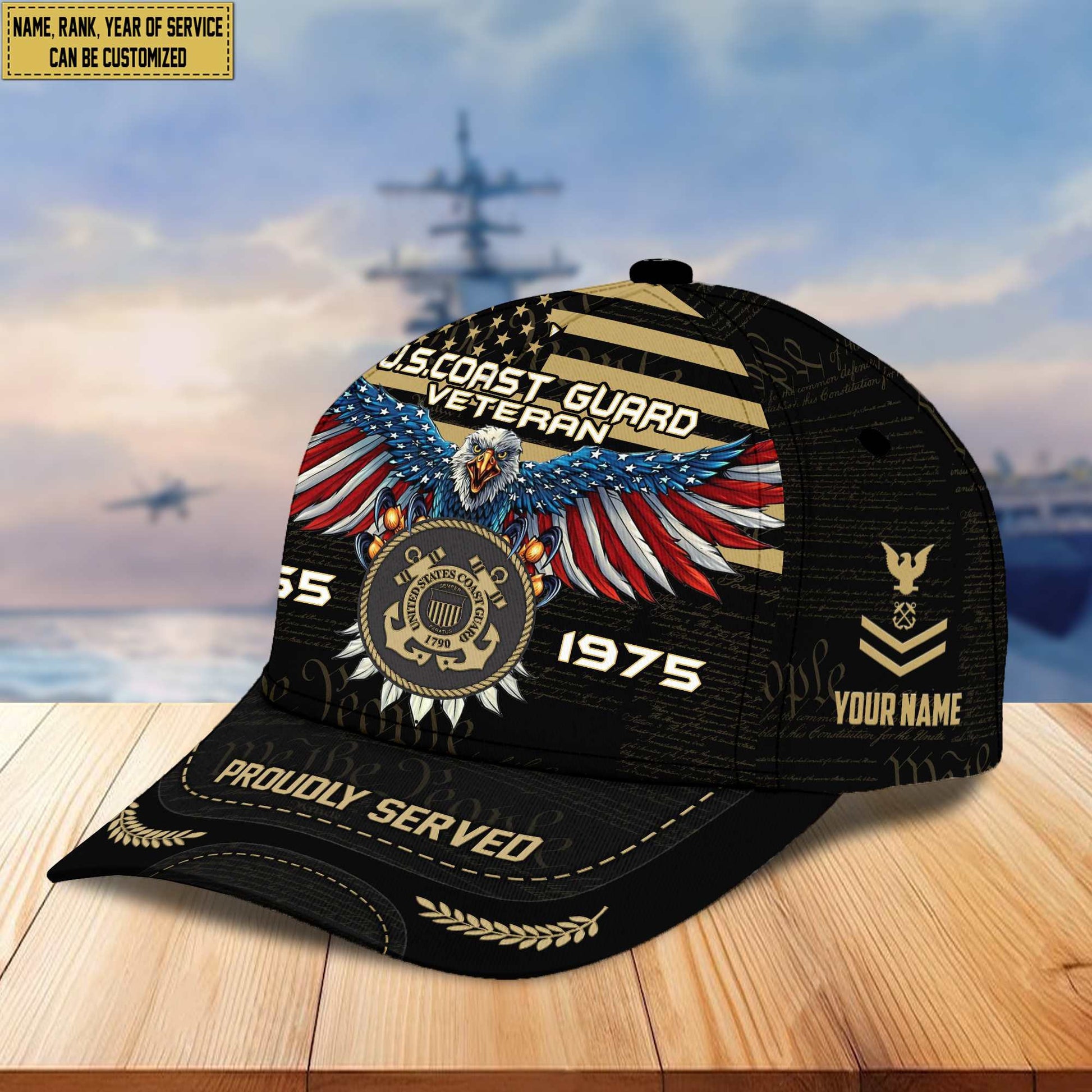 Premium USCG Veteran Custom Cap VPVC005405, Gifts For Coast Guard Veteran, Best Gifts On Father's Day, Armed Force Day, Independence Day, Veterans Day.