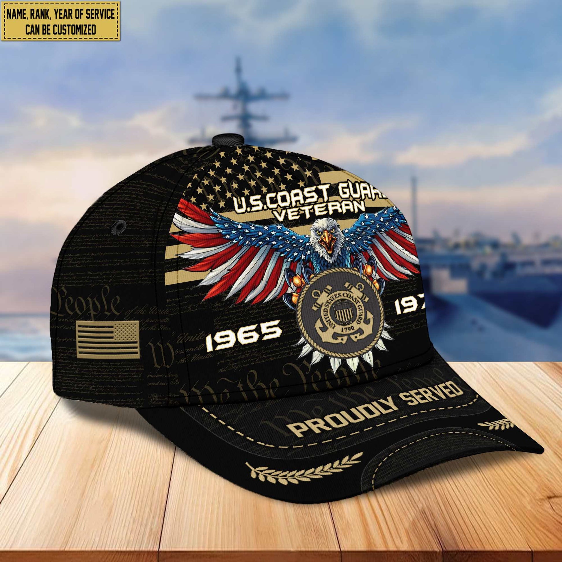 Premium USCG Veteran Custom Cap VPVC005405, Gifts For Coast Guard Veteran, Best Gifts On Father's Day, Armed Force Day, Independence Day, Veterans Day.
