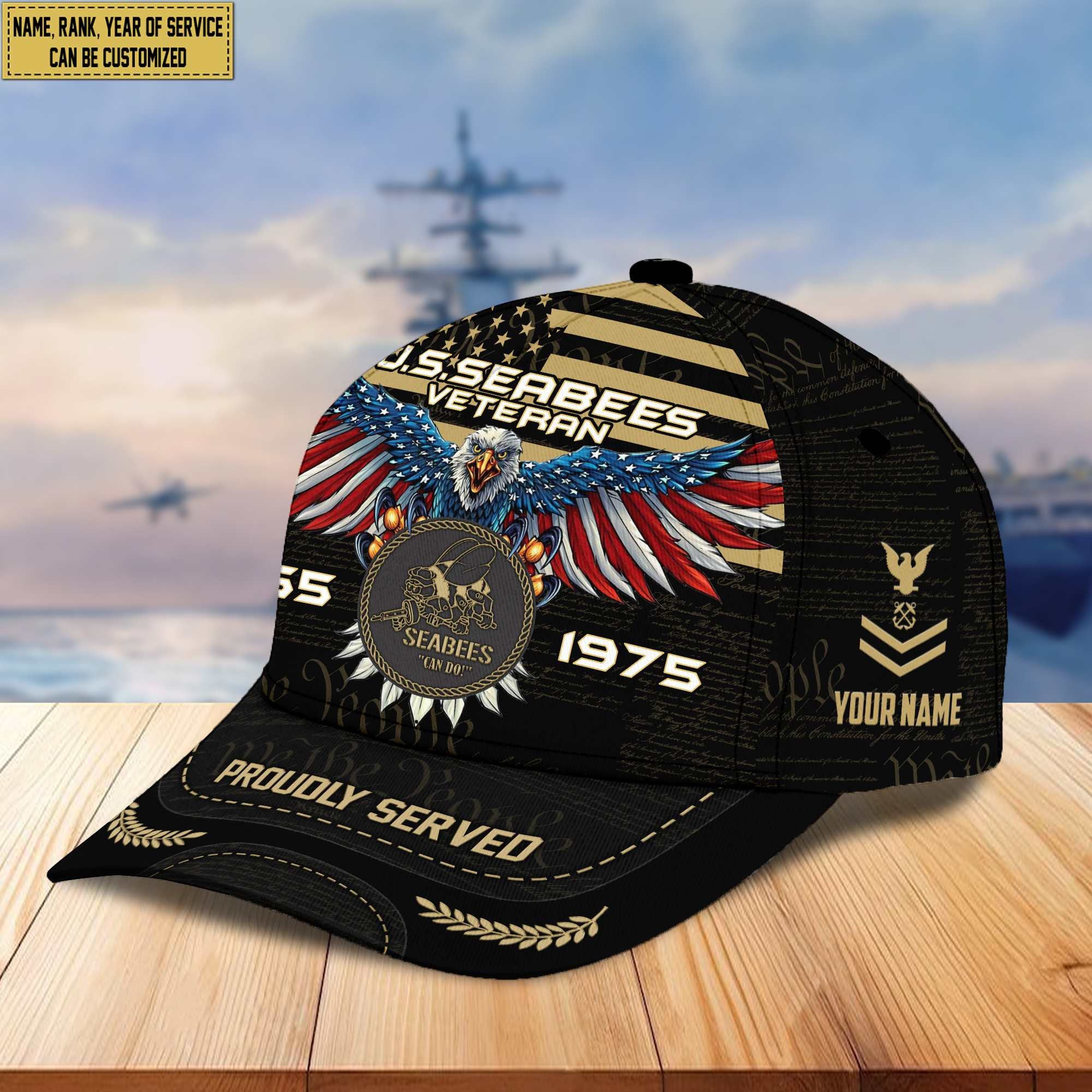 Premium US Seabees Veteran Custom Cap VPVC005409, Gifts For Seabees Veteran, Best Gifts On Father's Day, Armed Force Day, Independence Day, Veterans Day.