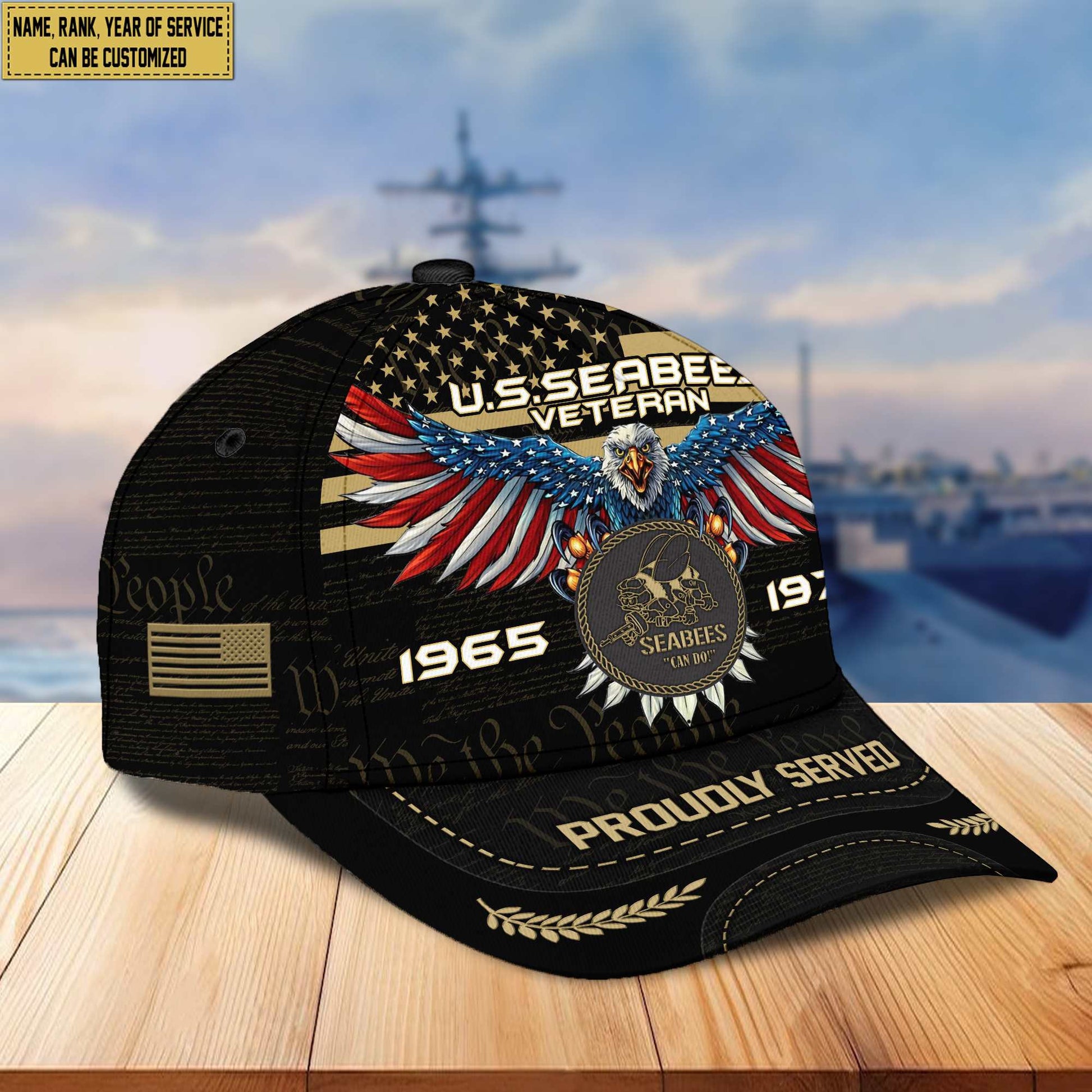 Premium US Seabees Veteran Custom Cap VPVC005409, Gifts For Seabees Veteran, Best Gifts On Father's Day, Armed Force Day, Independence Day, Veterans Day.