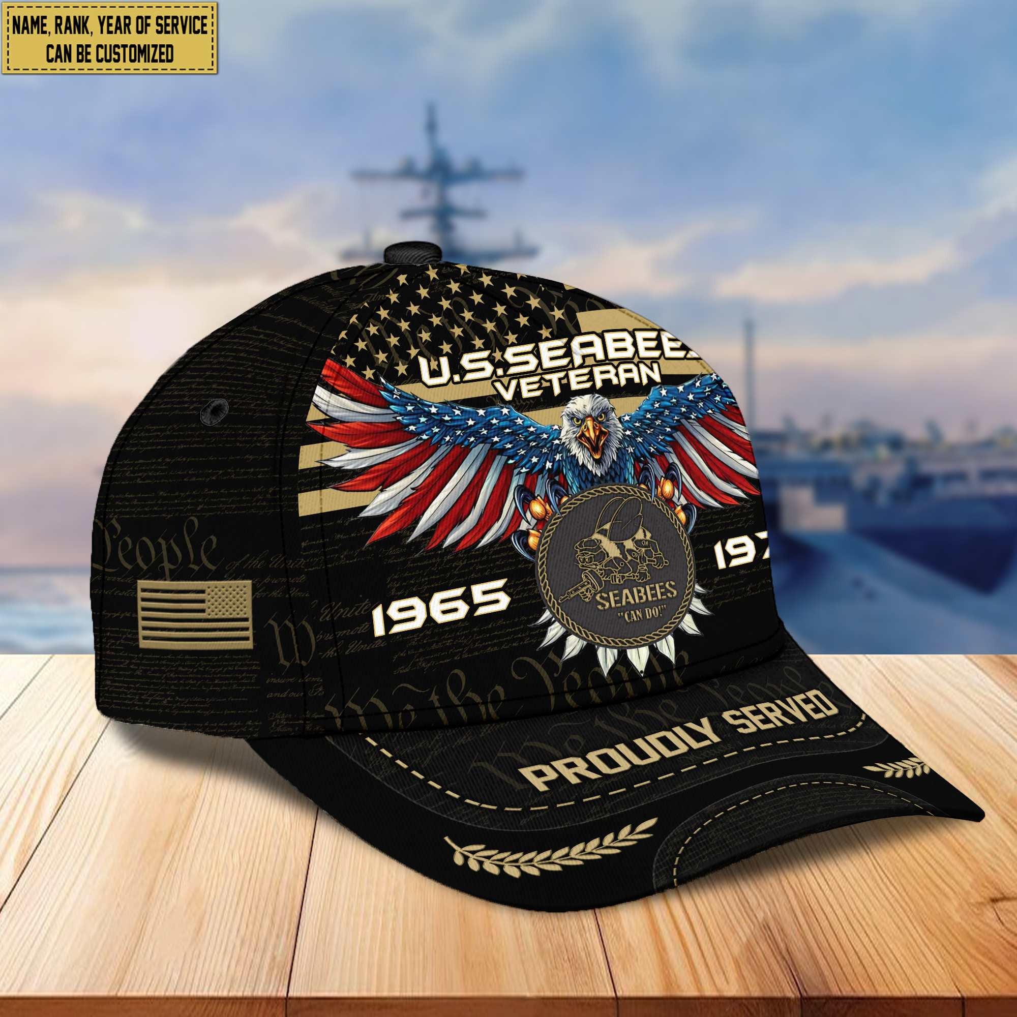 Premium US Seabees Veteran Custom Cap VPVC005409, Gifts For Seabees Veteran, Best Gifts On Father's Day, Armed Force Day, Independence Day, Veterans Day.