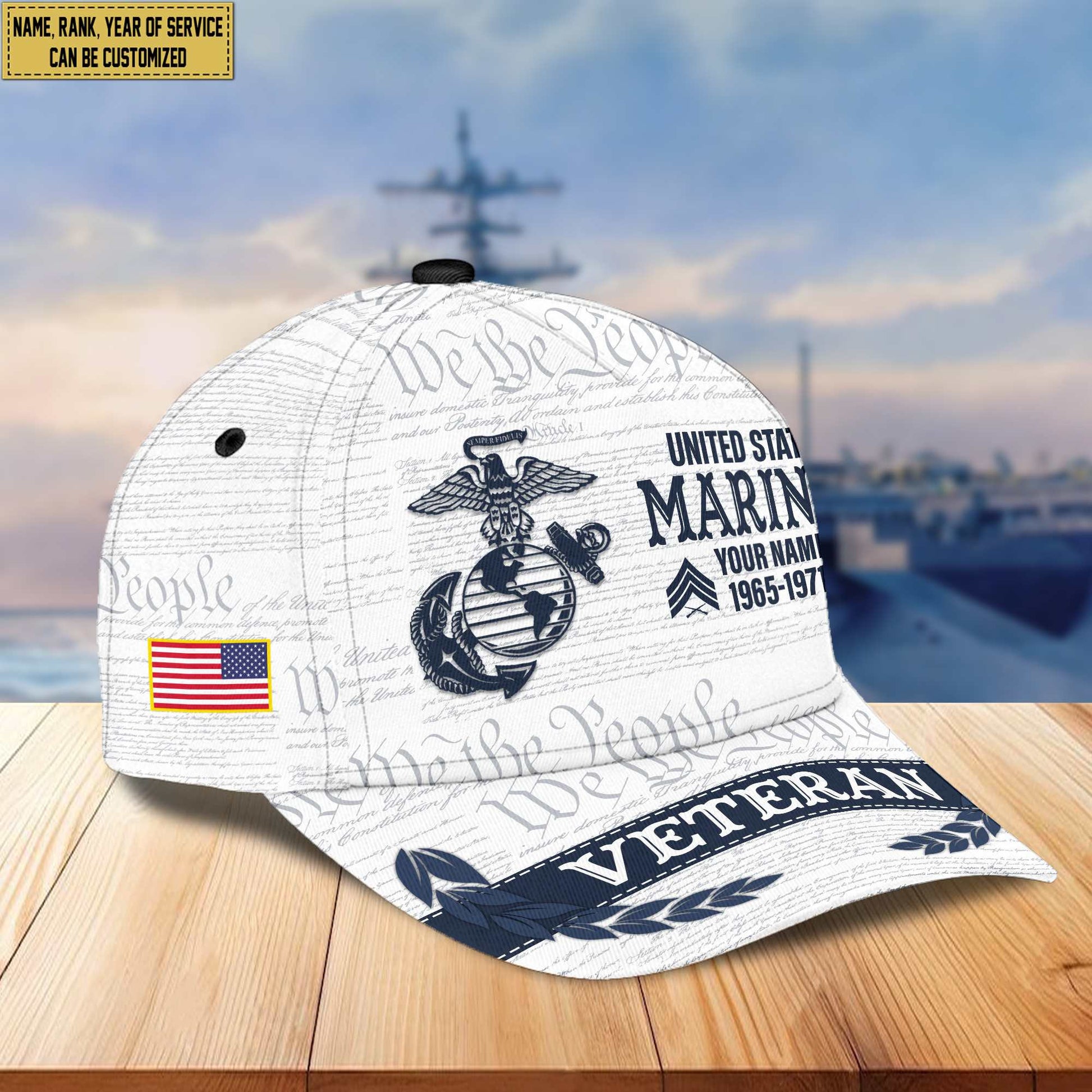 Premium USMC Veteran Custom Cap VPVC005503, Gifts For Marine Veteran, Best Gifts On Father's Day, Armed Force Day