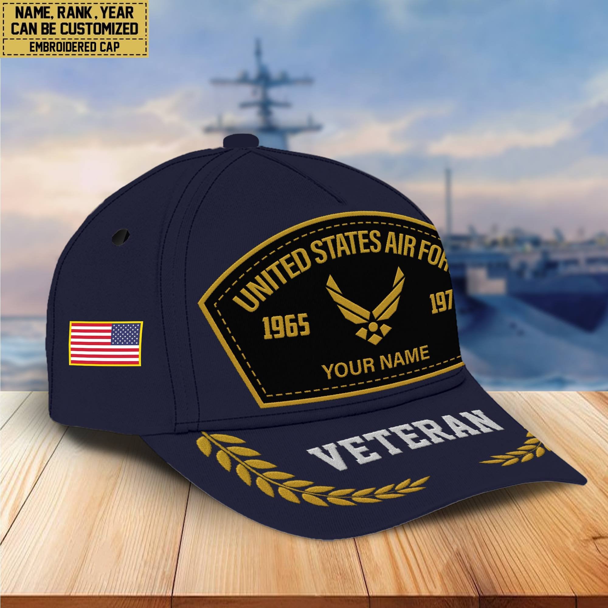 Premium Custom Name, Rank, USAF Embroidered Cap VPVC301104, Hat for Air Force Veteran, Gifts for Father's Day, Veterans Day