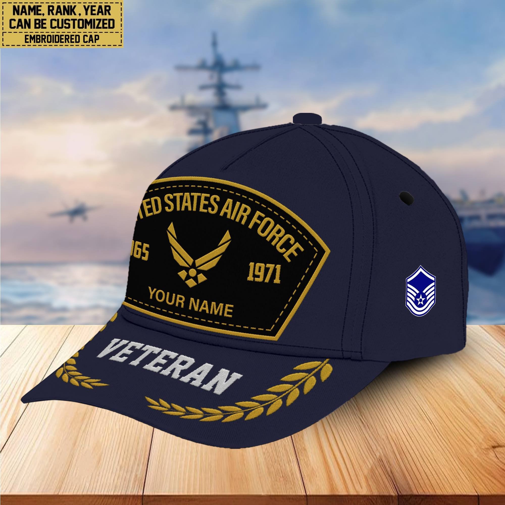Premium Custom Name, Rank, USAF Embroidered Cap VPVC301104, Hat for Air Force Veteran, Gifts for Father's Day, Veterans Day