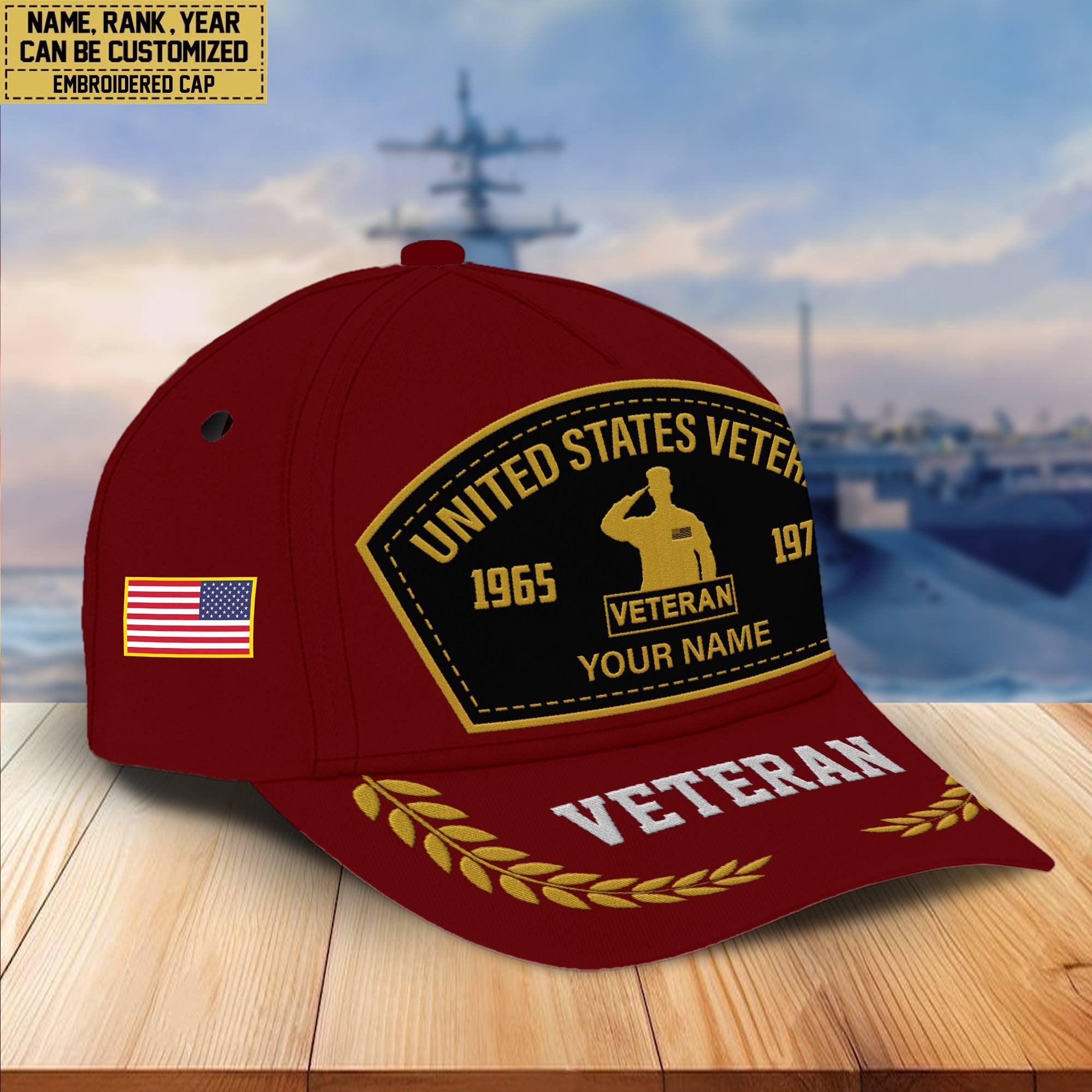 Premium Custom Name, Rank, US Veteran Embroidered Cap VPVC301107, Hat for US Veteran, Gifts for Father's Day, Veterans Day