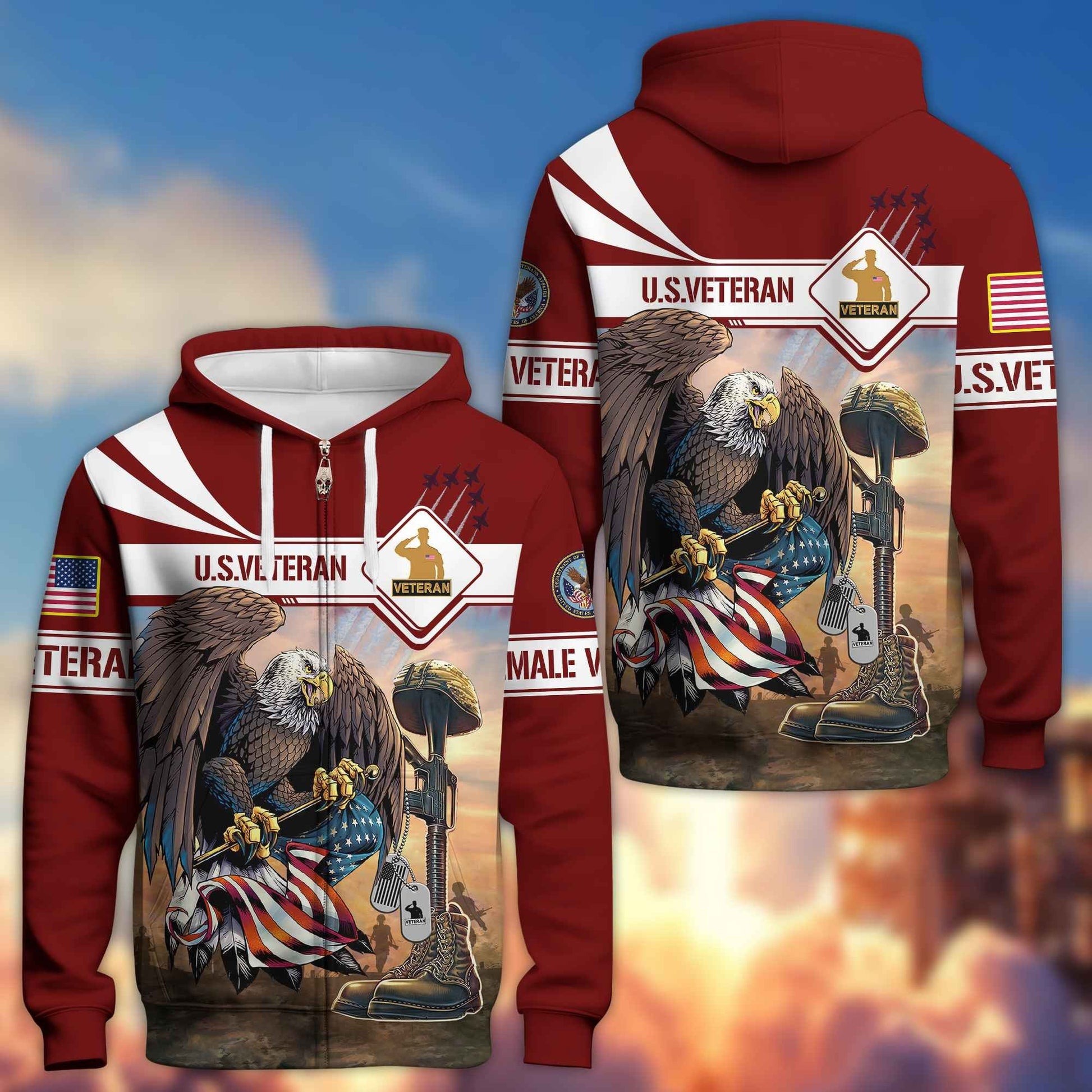 Premium US Female Veterans Zip Hoodie BPVC150110, Gifts For Female Veterans