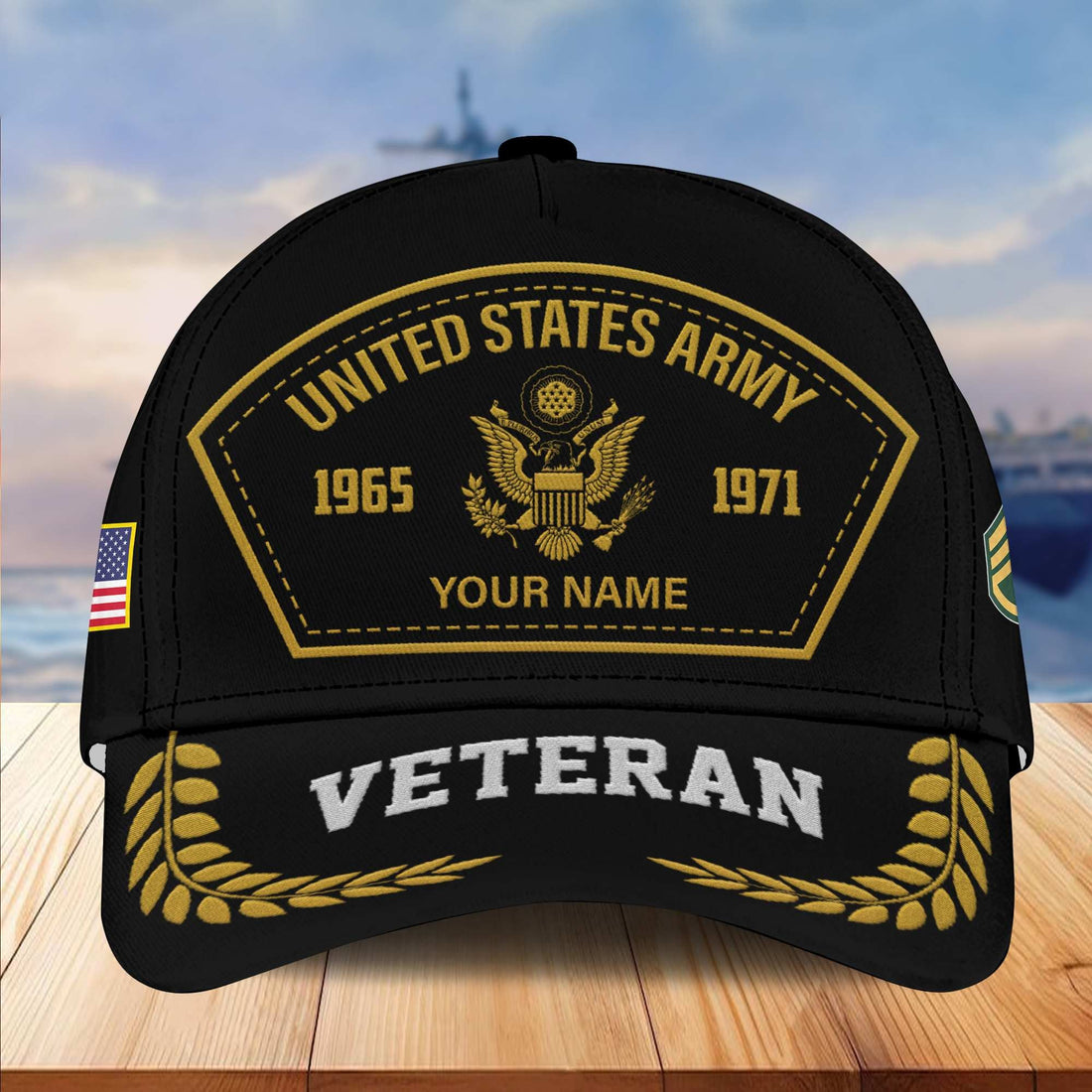 Premium Custom Name, Rank, US Army Embroidered Cap VPVC301101, Hat for Army Veteran, Gifts for Father's Day, Veterans Day
