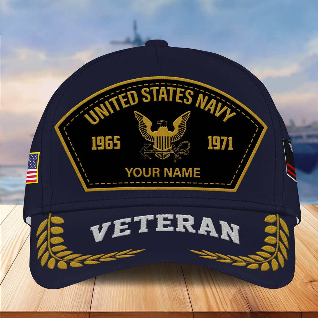 Premium Custom Name, Rank, US Navy Embroidered Cap VPVC301102, Hat for Navy Veteran, Gifts for Father's Day, Veterans Day