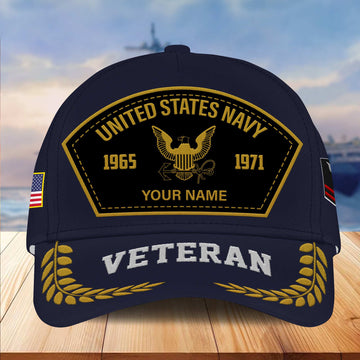Premium Custom Name, Rank, US Navy Embroidered Cap VPVC301102, Hat for Navy Veteran, Gifts for Father's Day, Veterans Day