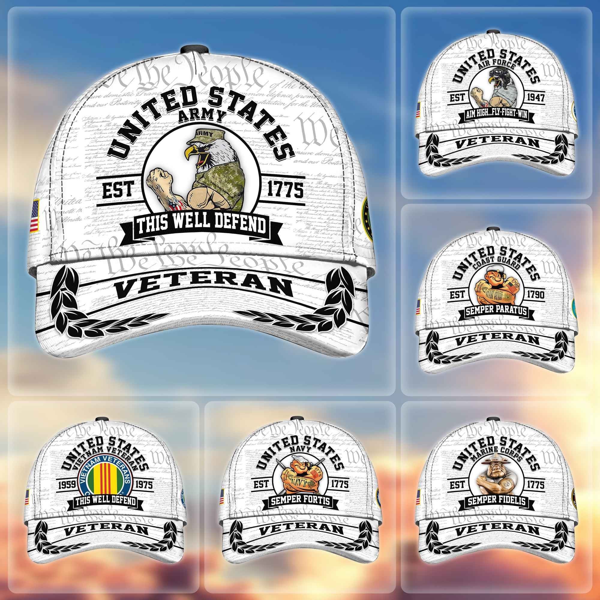 Premium US Veterans Cap BPVC120101, Gifts For US Veterans Gifts On Father's Day, Armed Force Day, Independence Day, Veterans Day.