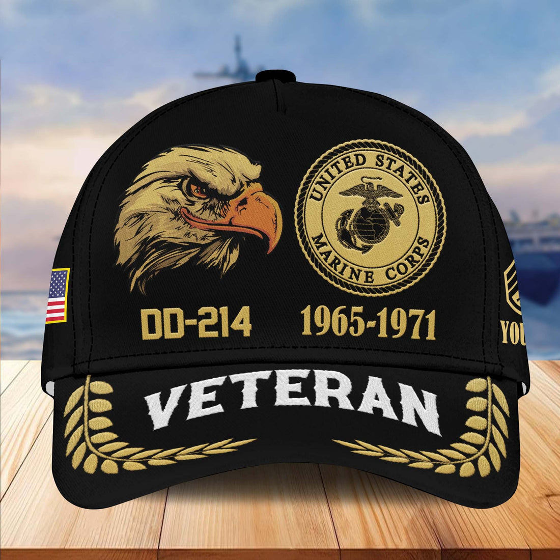 Premium Custom Name, Rank, USMC Embroidered Cap VPVC301303, Hat for Marine Veteran, Gifts for Father's Day, Veterans Day
