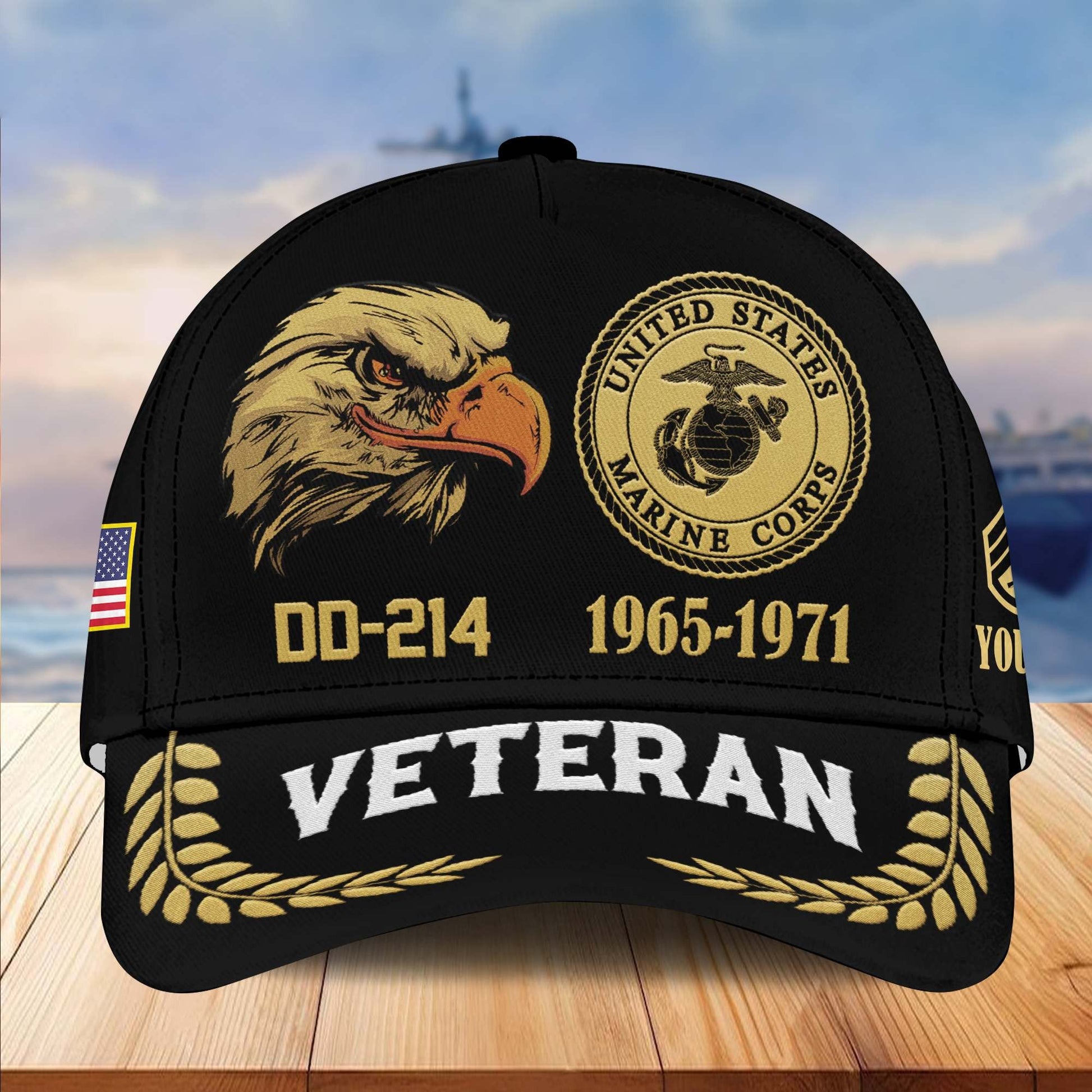 Premium Custom Name, Rank, USMC Embroidered Cap VPVC301303, Hat for Marine Veteran, Gifts for Father's Day, Veterans Day