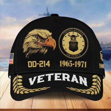 Premium Custom Name, Rank, USAF Embroidered Cap VPVC301304, Hat for Air Force Veteran, Gifts for Father's Day, Veterans Day
