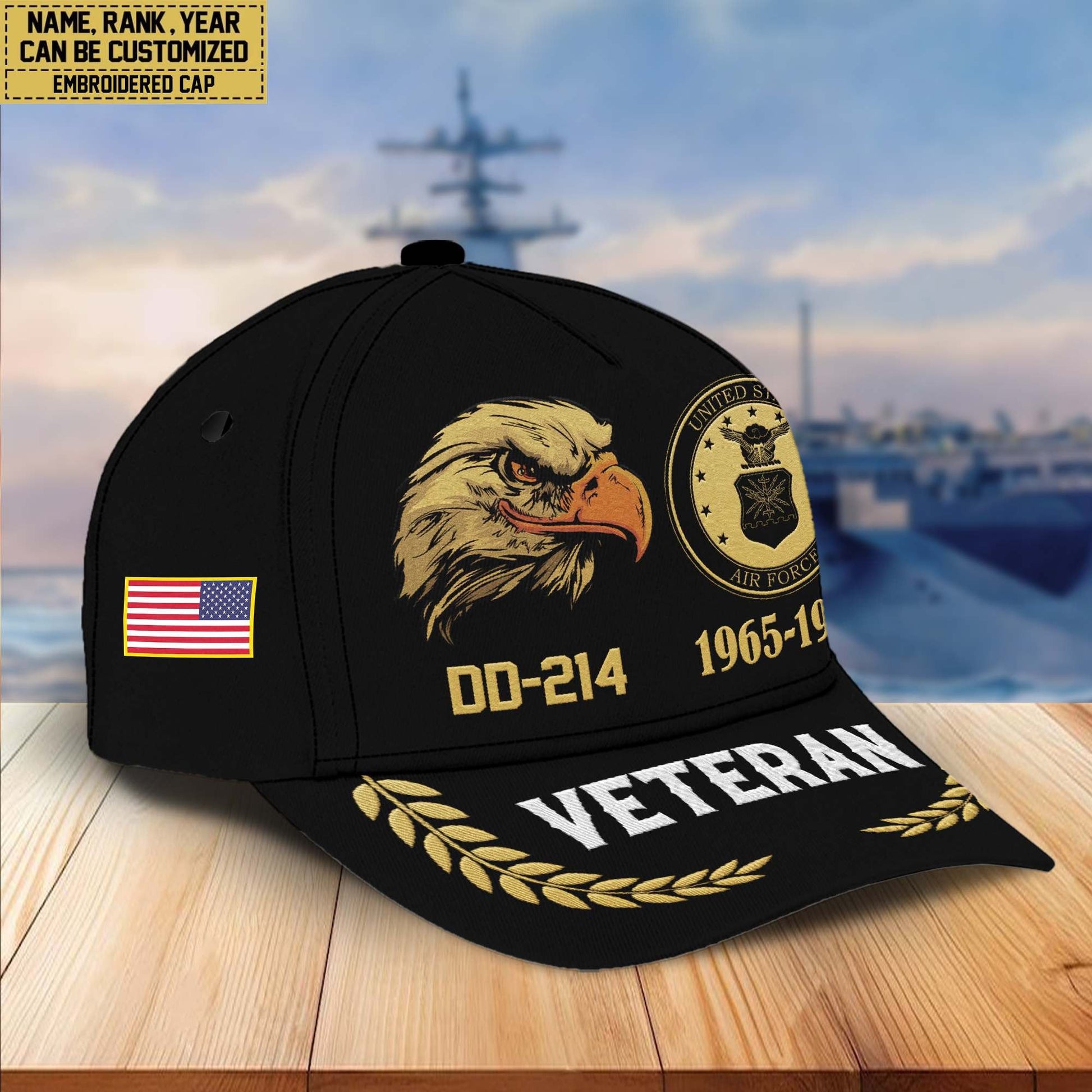 Premium Custom Name, Rank, USAF Embroidered Cap VPVC301304, Hat for Air Force Veteran, Gifts for Father's Day, Veterans Day