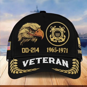 Premium Custom Name, Rank, USCG Embroidered Cap VPVC301305, Hat for Coast Guard Veteran, Gifts for Father's Day, Veterans Day