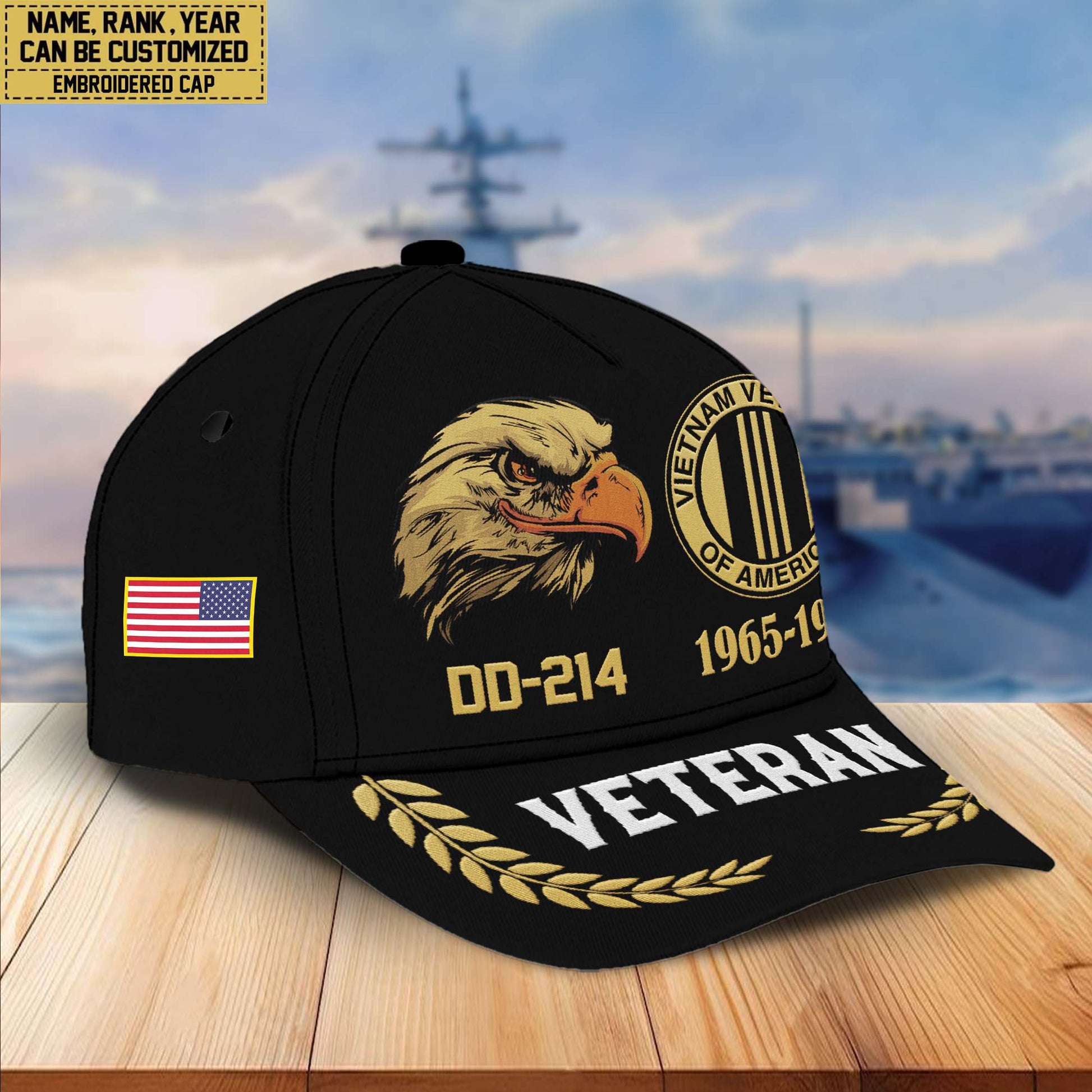 Premium Custom Name, Rank, Vietnam Veteran Embroidered Cap VPVC301306, Hat for Vietnam Veteran, Gifts for Father's Day, Veterans Day