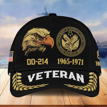 Premium Custom Name, Rank, US Veteran Embroidered Cap VPVC301307, Hat for US Veteran, Gifts for Father's Day, Veterans Day