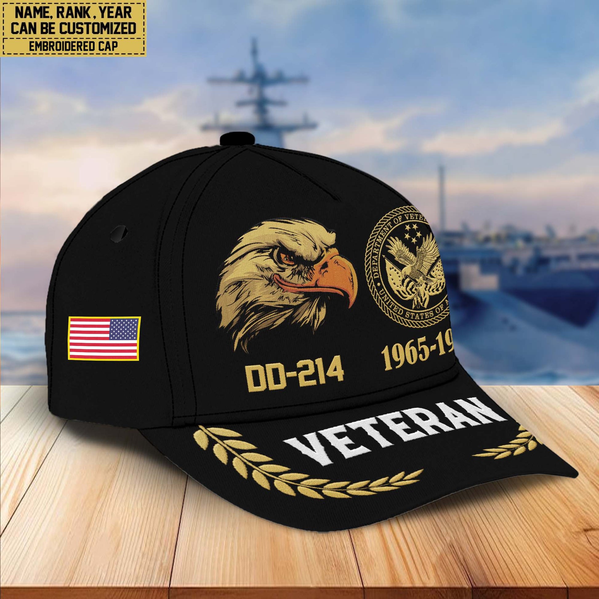 Premium Custom Name, Rank, US Veteran Embroidered Cap VPVC301307, Hat for US Veteran, Gifts for Father's Day, Veterans Day