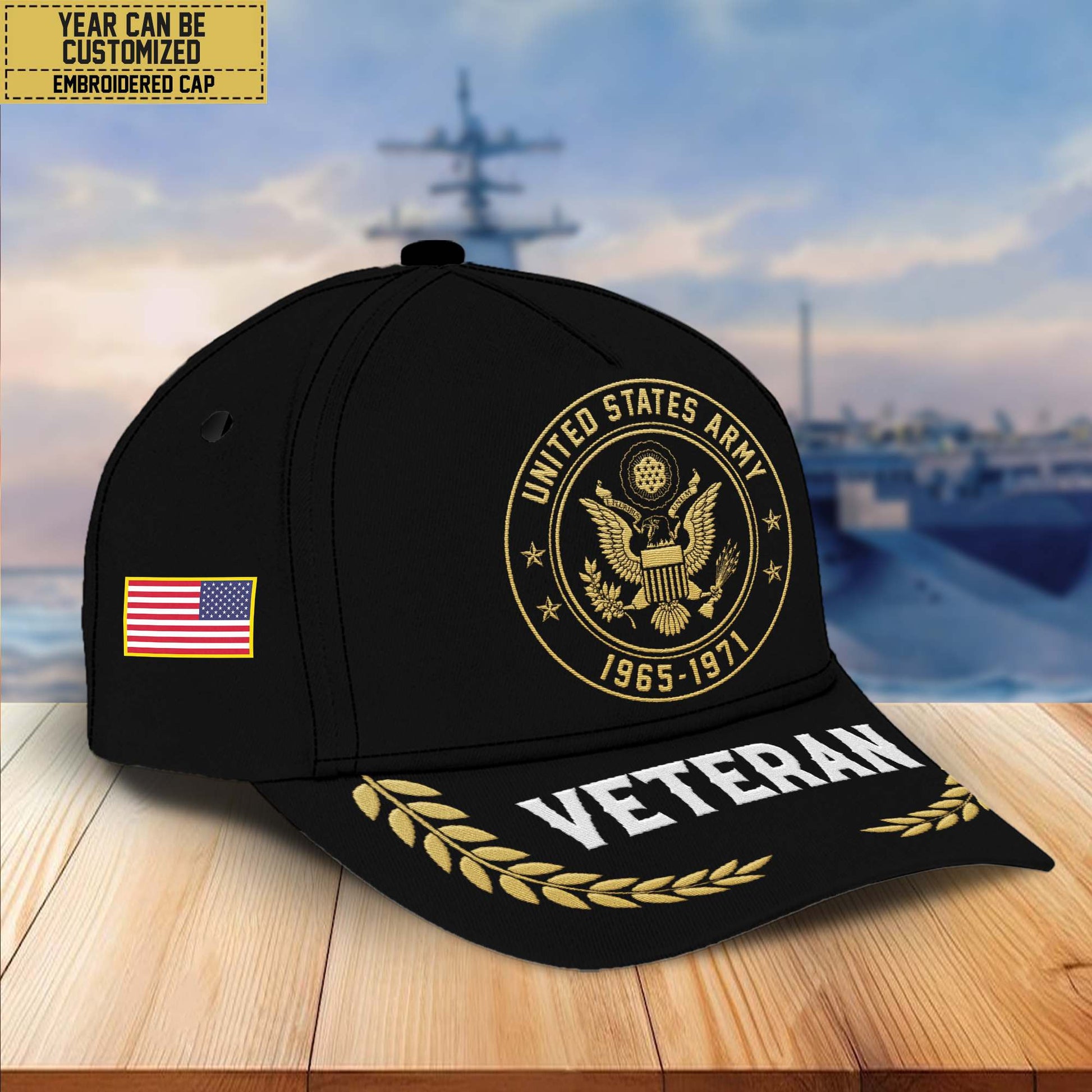 Premium Custom Name, Rank, US Army Embroidered Cap VPVC301401, Hat for Army Veteran, Gifts for Father's Day, Veterans Day