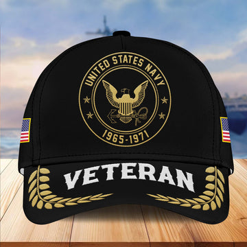 Premium Custom Name, Rank, US Navy Embroidered Cap VPVC301402, Hat for Navy Veteran, Gifts for Father's Day, Veterans Day