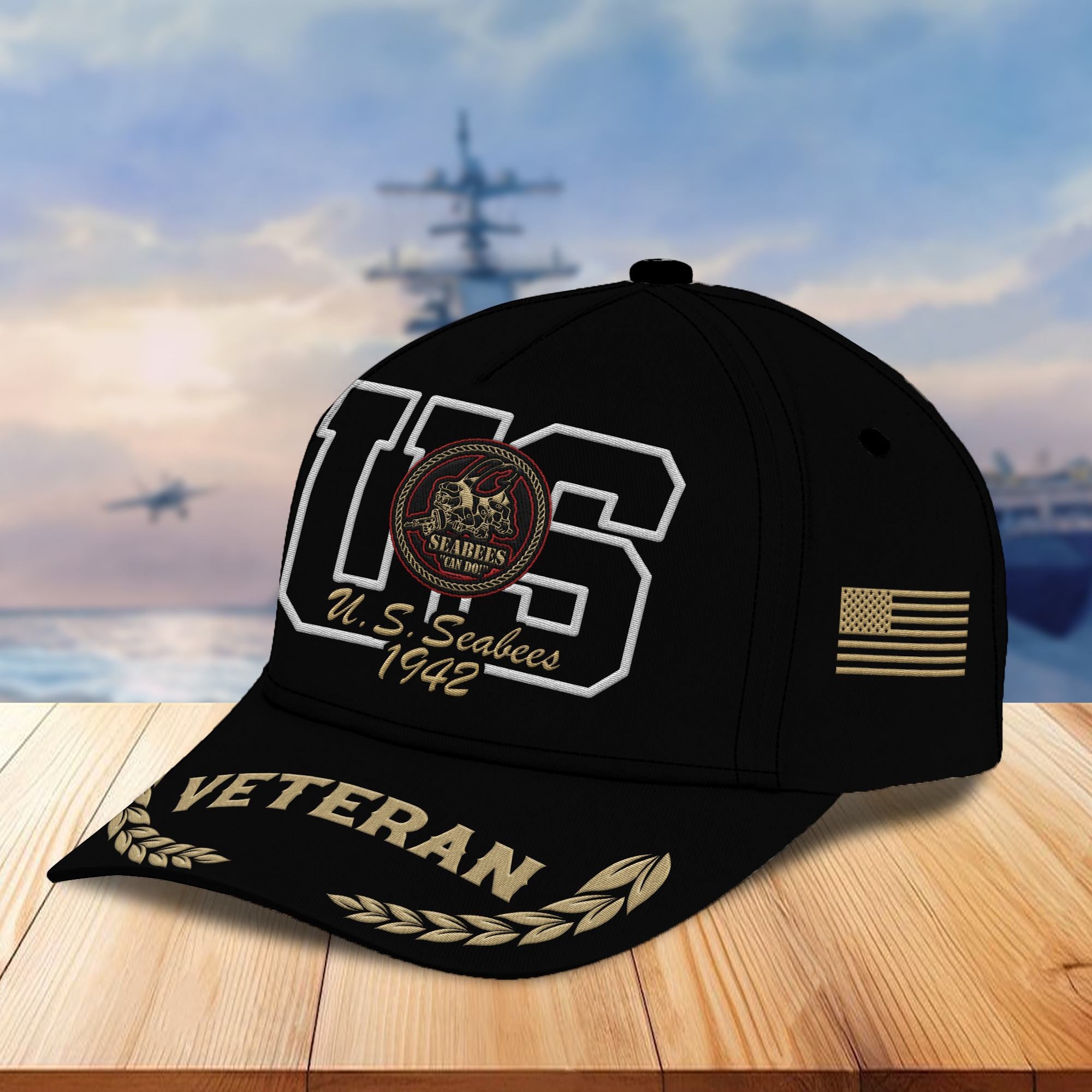Premium US Seabees Embroidered Cap VPVC301509, Hat for US Seabees Veteran, Gifts for Father's Day, Veterans Day