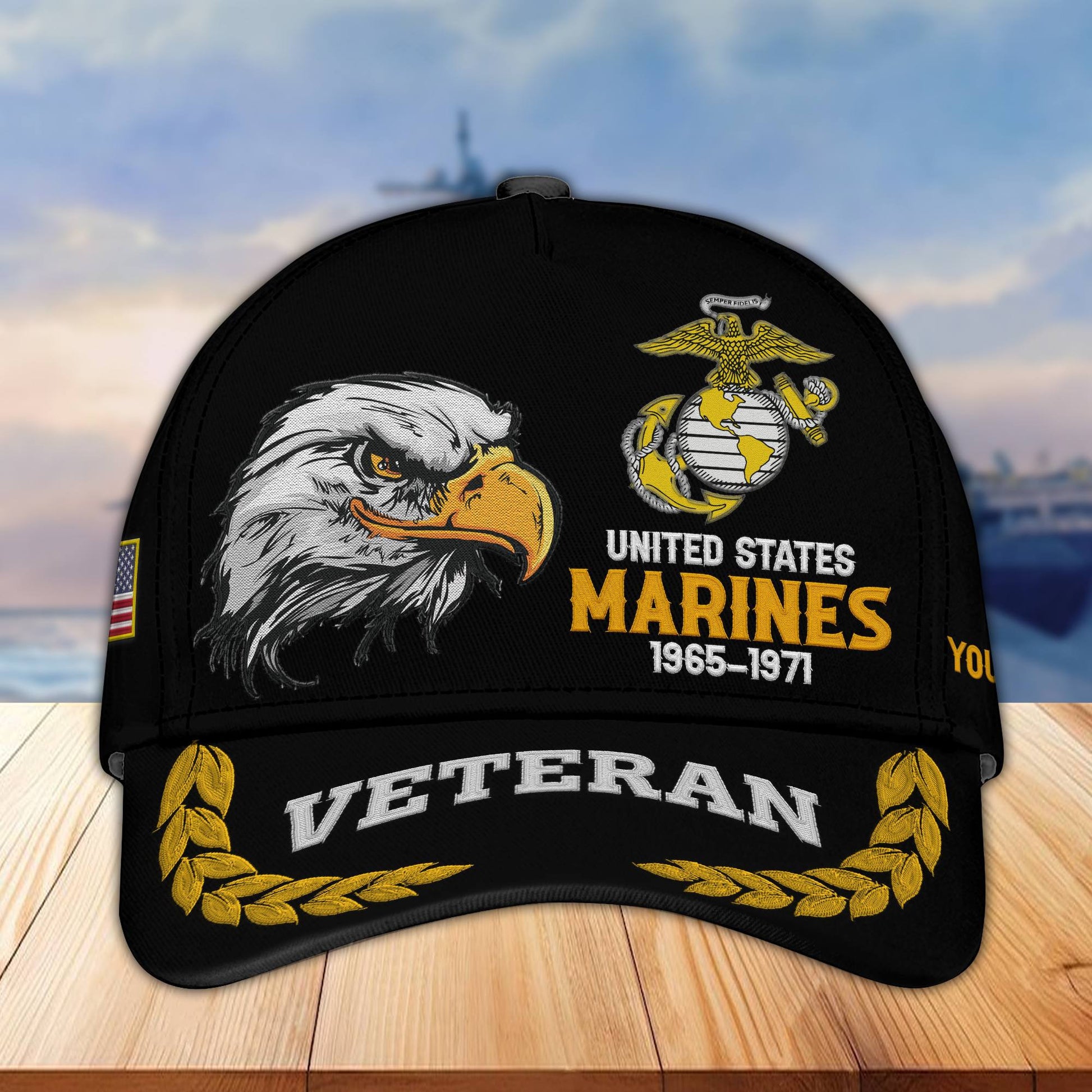 Premium Custom Name, Rank, USMC Embroidered Cap VPVC301603, Hat for Marine Veteran, Gifts for Father's Day, Veterans Day