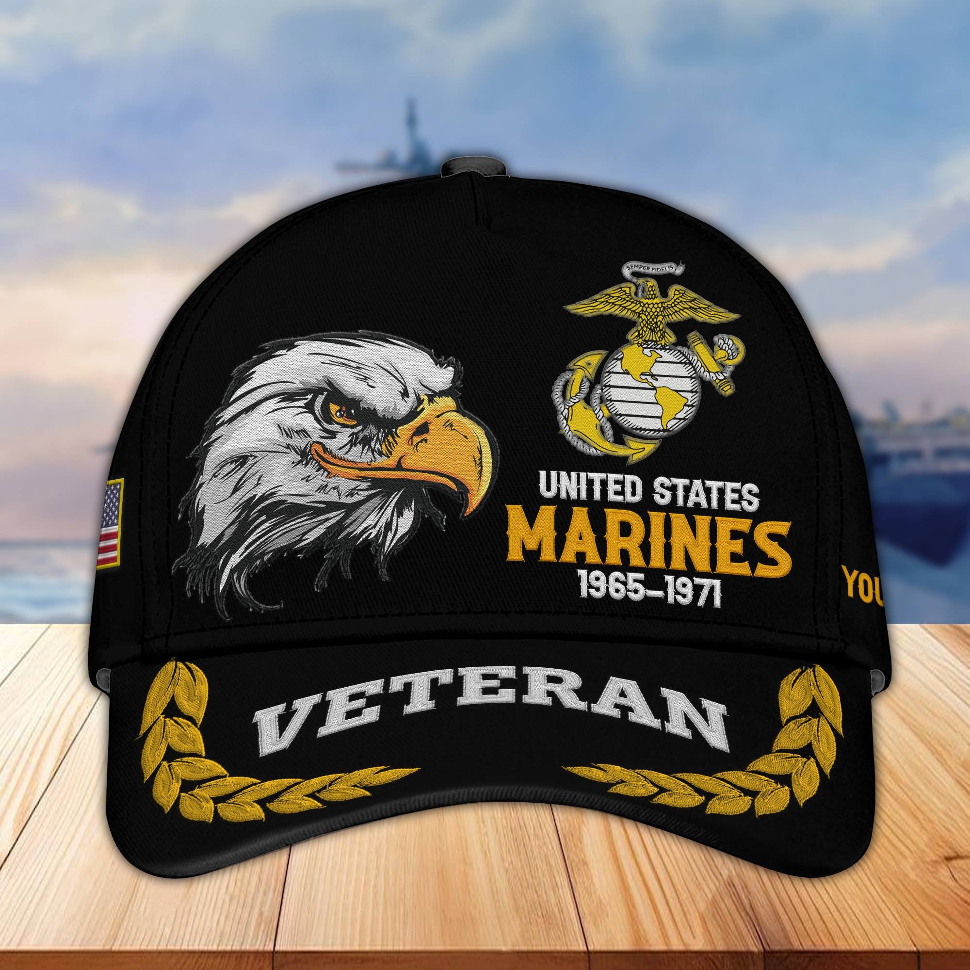 Premium Custom Name, Rank, USMC Embroidered Cap VPVC301603, Hat for Marine Veteran, Gifts for Father's Day, Veterans Day