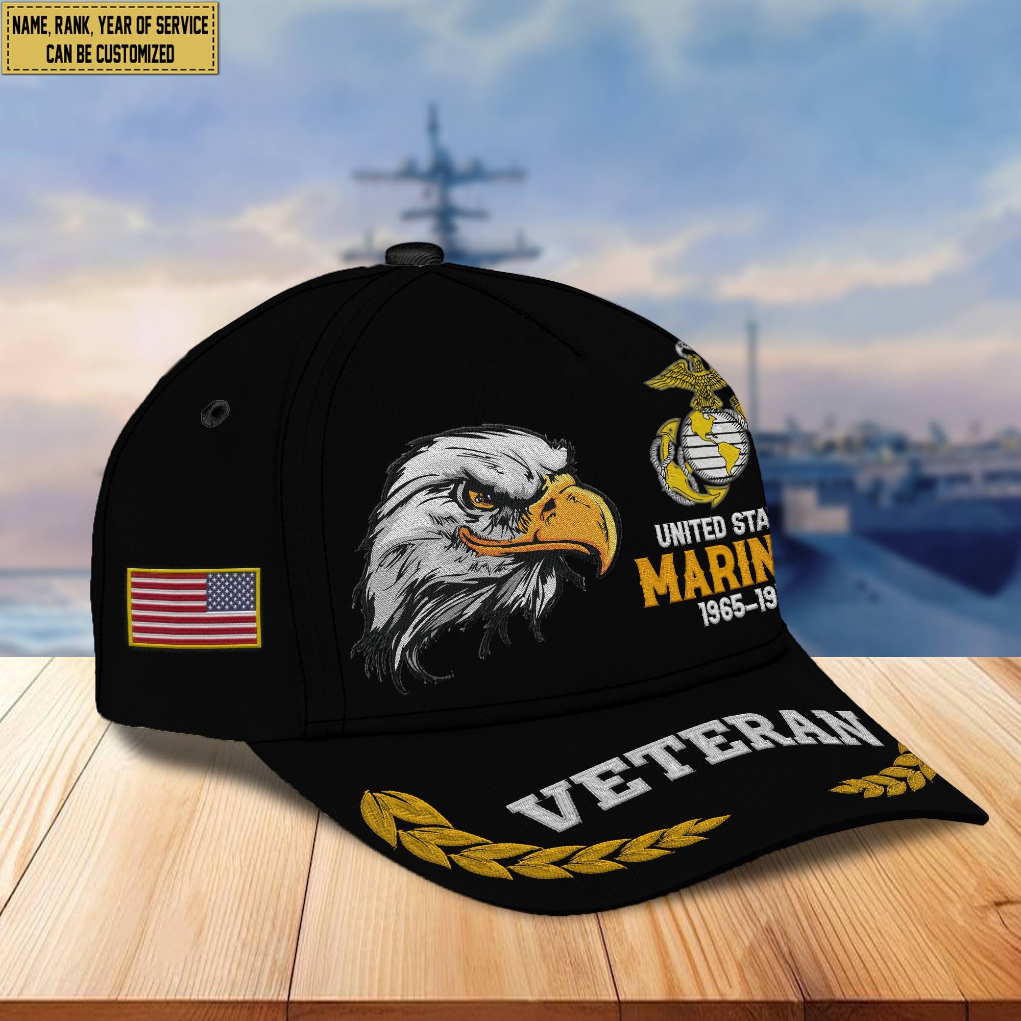 Premium Custom Name, Rank, USMC Embroidered Cap VPVC301603, Hat for Marine Veteran, Gifts for Father's Day, Veterans Day