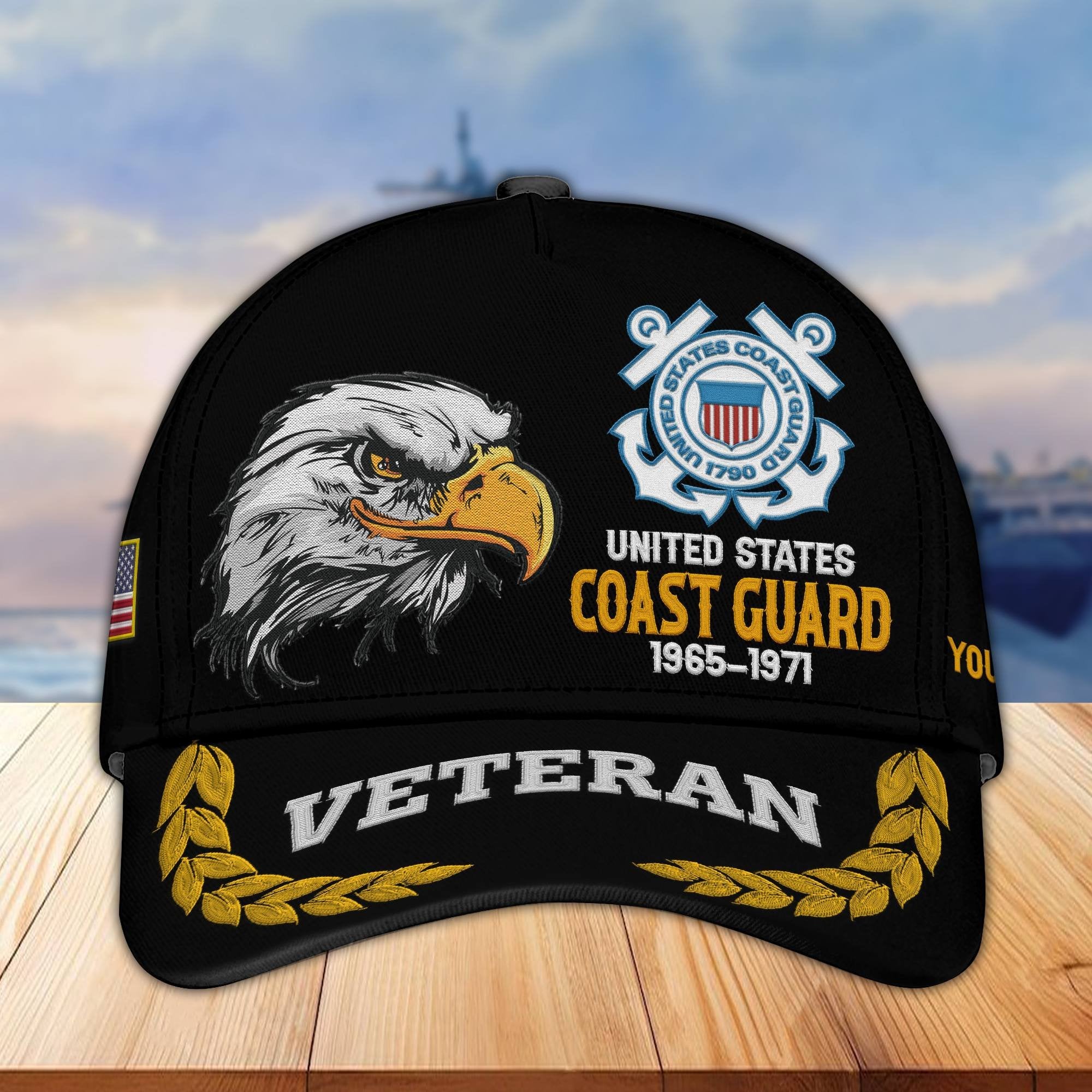 Premium Custom Name, Rank, USCG Embroidered Cap VPVC301605, Hat for Coast Guard Veteran, Gifts for Father's Day, Veterans Day