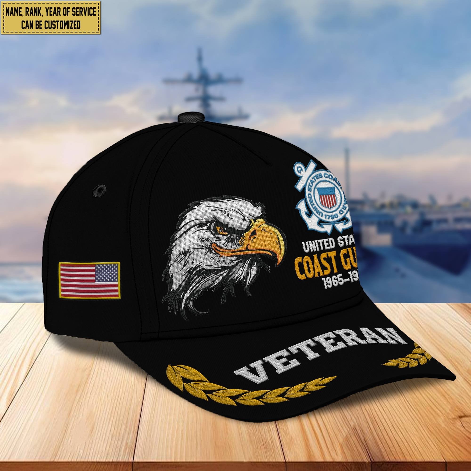 Premium Custom Name, Rank, USCG Embroidered Cap VPVC301605, Hat for Coast Guard Veteran, Gifts for Father's Day, Veterans Day
