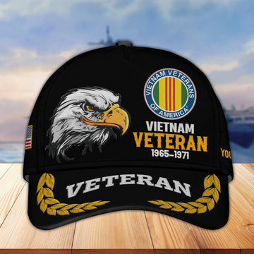 Premium Custom Name, Rank, Vietnam Veteran Embroidered Cap VPVC301606, Hat for Vietnam Veteran, Gifts for Father's Day, Veterans Day