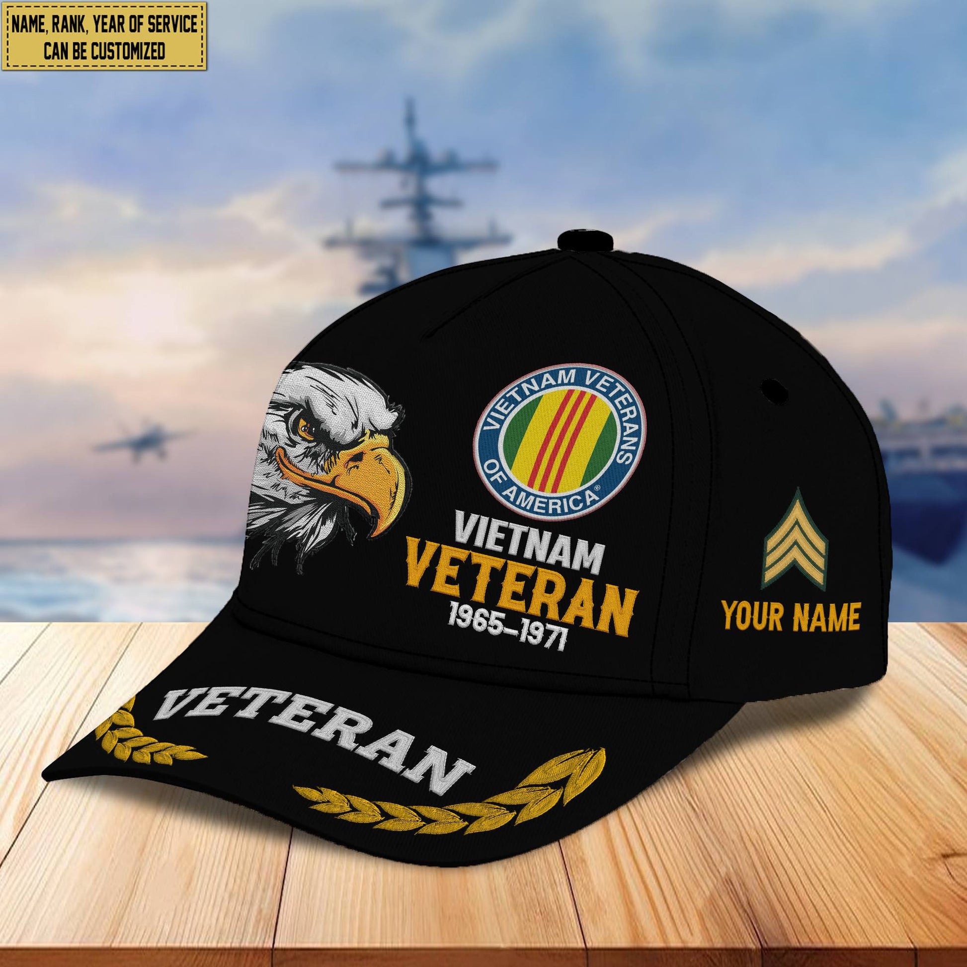 Premium Custom Name, Rank, Vietnam Veteran Embroidered Cap VPVC301606, Hat for Vietnam Veteran, Gifts for Father's Day, Veterans Day