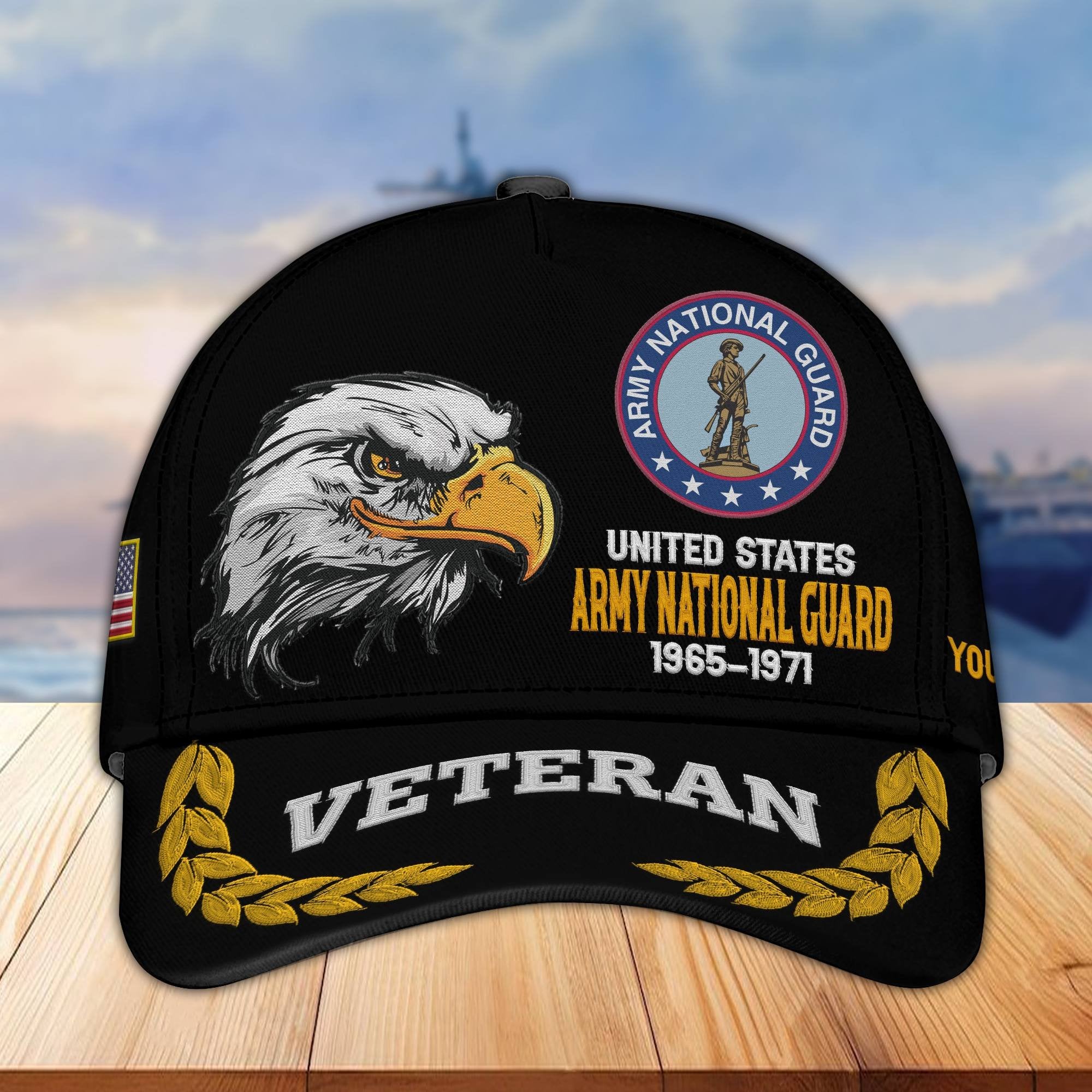 Premium Custom Name, Rank, Army National Guard Veteran Embroidered Cap VPVC301608, Hat for US Veteran, Gifts for Father's Day, Veterans Day