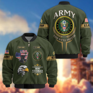 Premium Custom US Army Veteran Bomber Jacket VPVC801801, Jacket For Father's Day, Armed Force Day, Independence Day, Veterans Day.