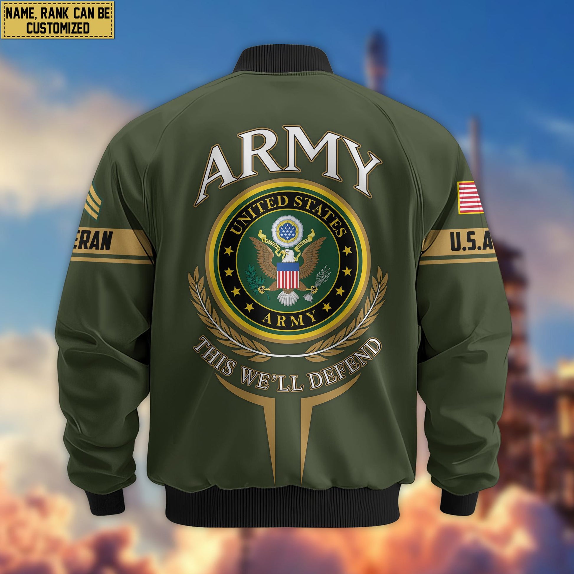 Premium Custom US Army Veteran Bomber Jacket VPVC801801, Jacket For Father's Day, Armed Force Day, Independence Day, Veterans Day.