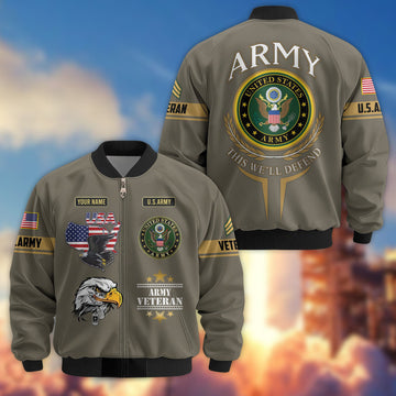 Premium Custom US Army Veteran Bomber Jacket VPVC801810, Jacket For Father's Day, Armed Force Day, Independence Day, Veterans Day.