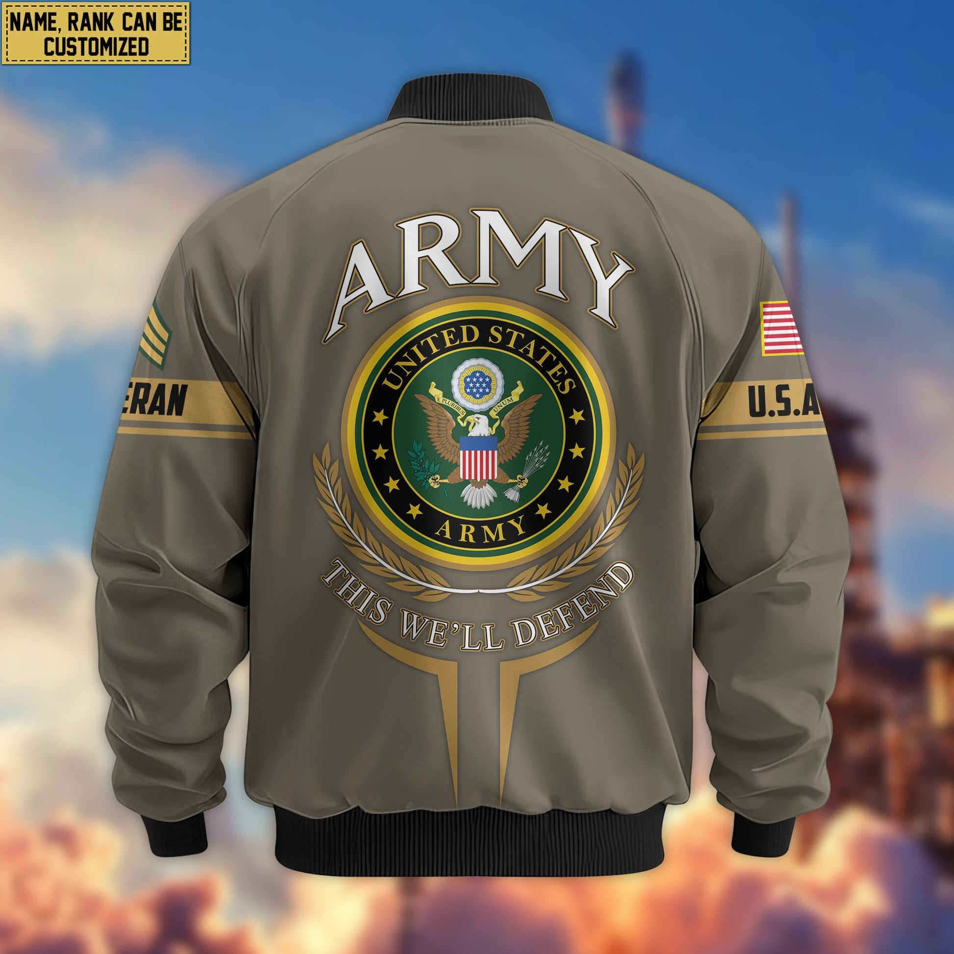 Premium Custom US Army Veteran Bomber Jacket VPVC801810, Jacket For Father's Day, Armed Force Day, Independence Day, Veterans Day.